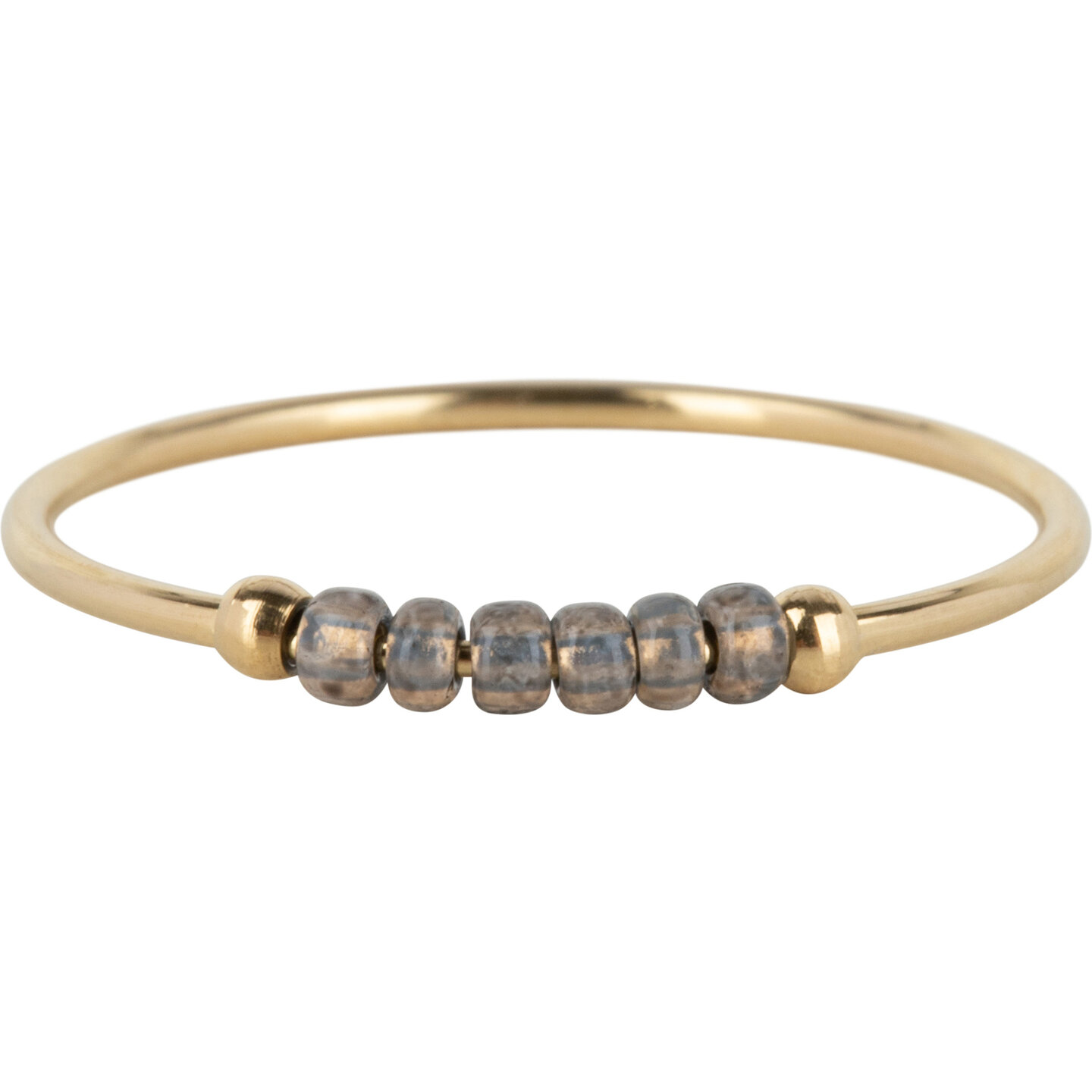 Charmin&#039;s R1143 Anxiety Ring Palm Taupe Beads Goldplated