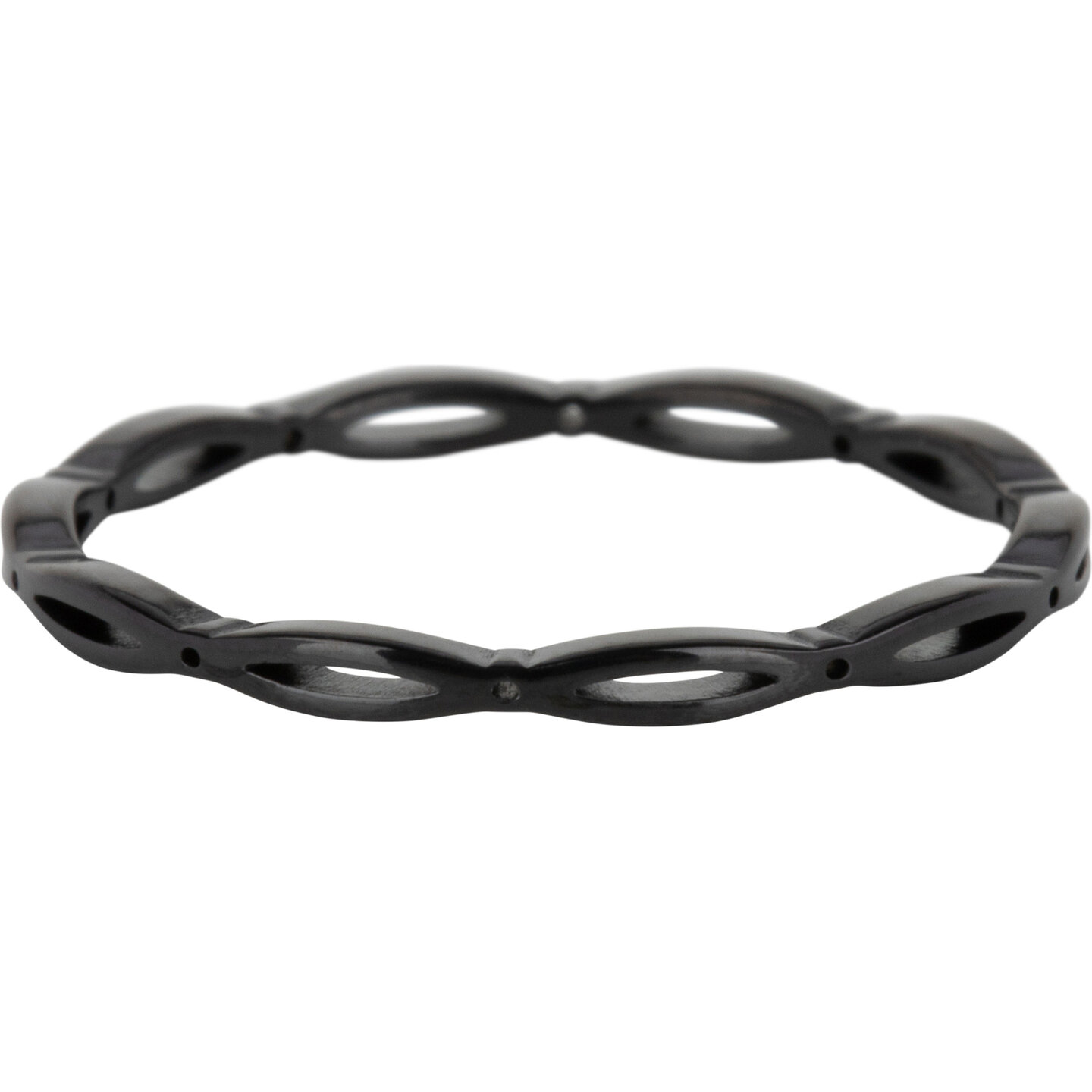 Charmin&#039;s Ring Open Gladde Ovaaltjes Zwart R1114