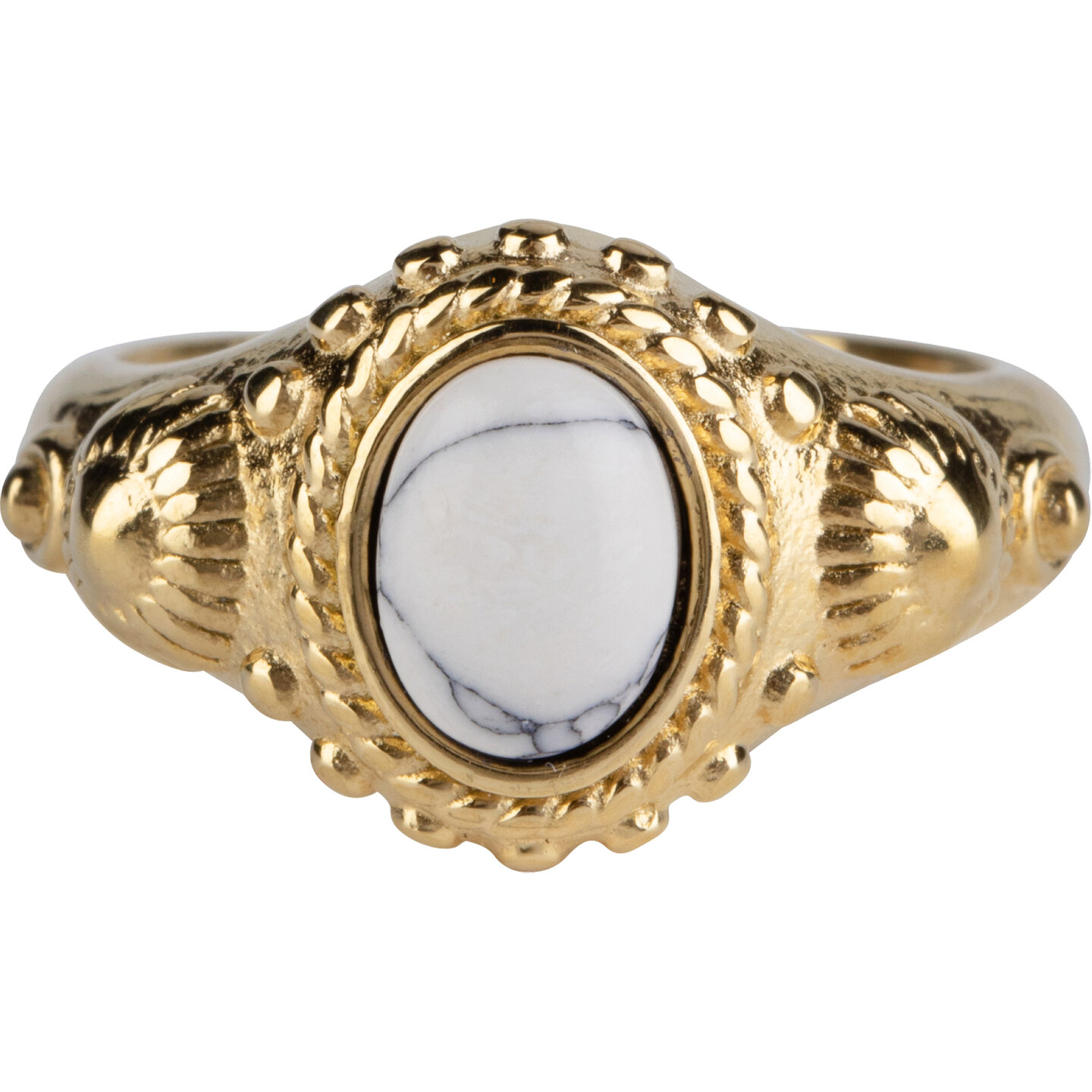 Charmin's Zegel Ring R1056 White Howlite ion-goldplated
