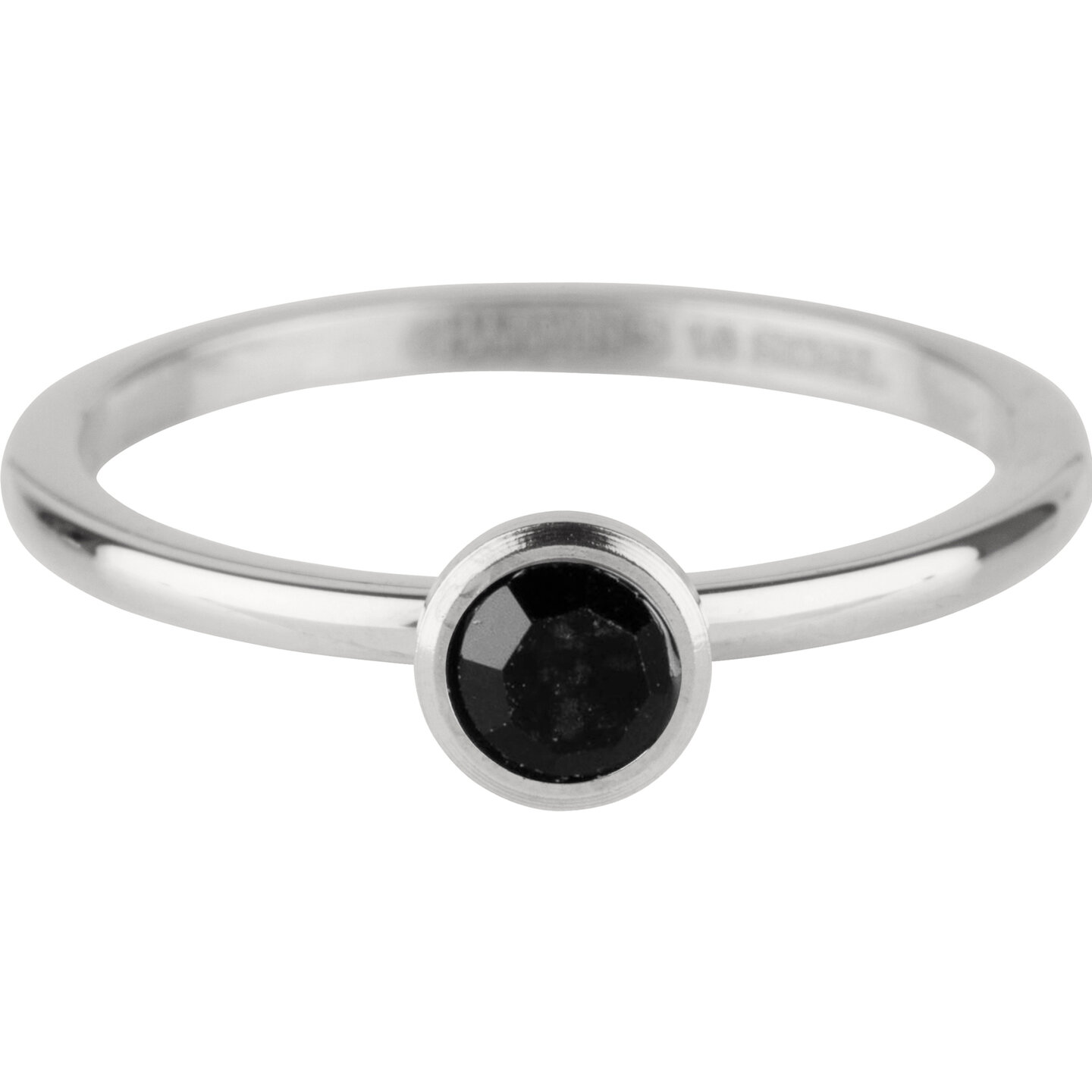 Charmin's Staal Ring Birthstone Juli Zwart Kristal Onyx Edelstaal Iconic R1020