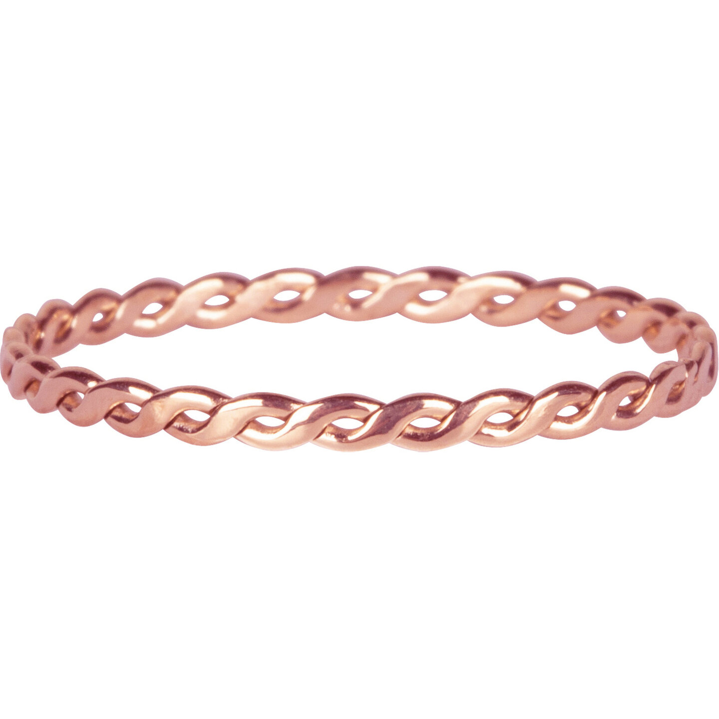 Charmin&rsquo;s gevlochten ring R1011 Curvy Tiny Chain Rosegoldplated Steel