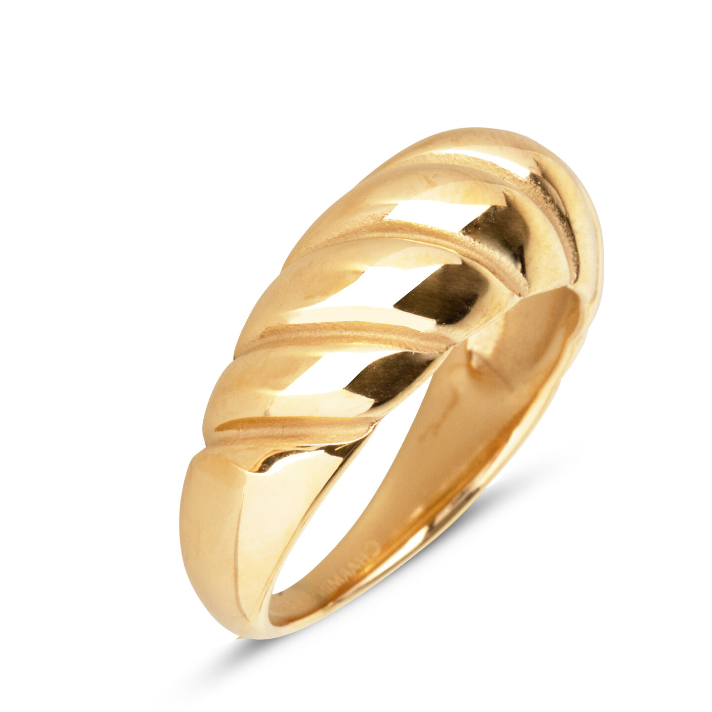 Charmin's Gold-Tone Chunky Ring with Twisted Croissant Shape R996 – Elegant and Playful