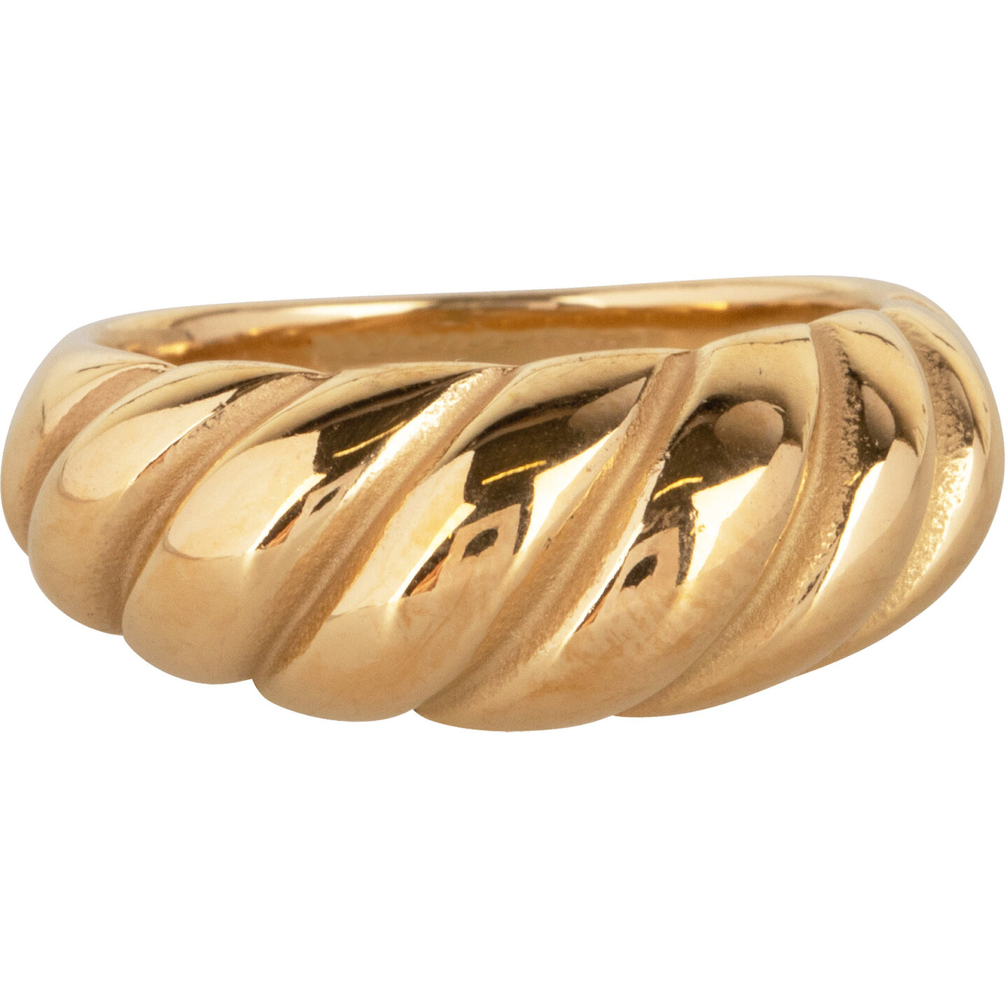 Charmin's Gold-Tone Chunky Ring with Twisted Croissant Shape R996 – Elegant and Playful