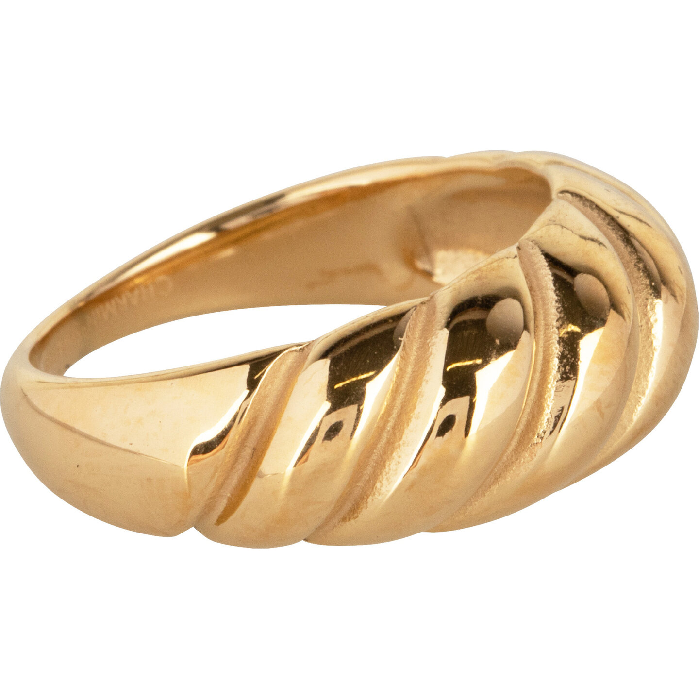 Charmin's Gold-Tone Chunky Ring with Twisted Croissant Shape R996 – Elegant and Playful