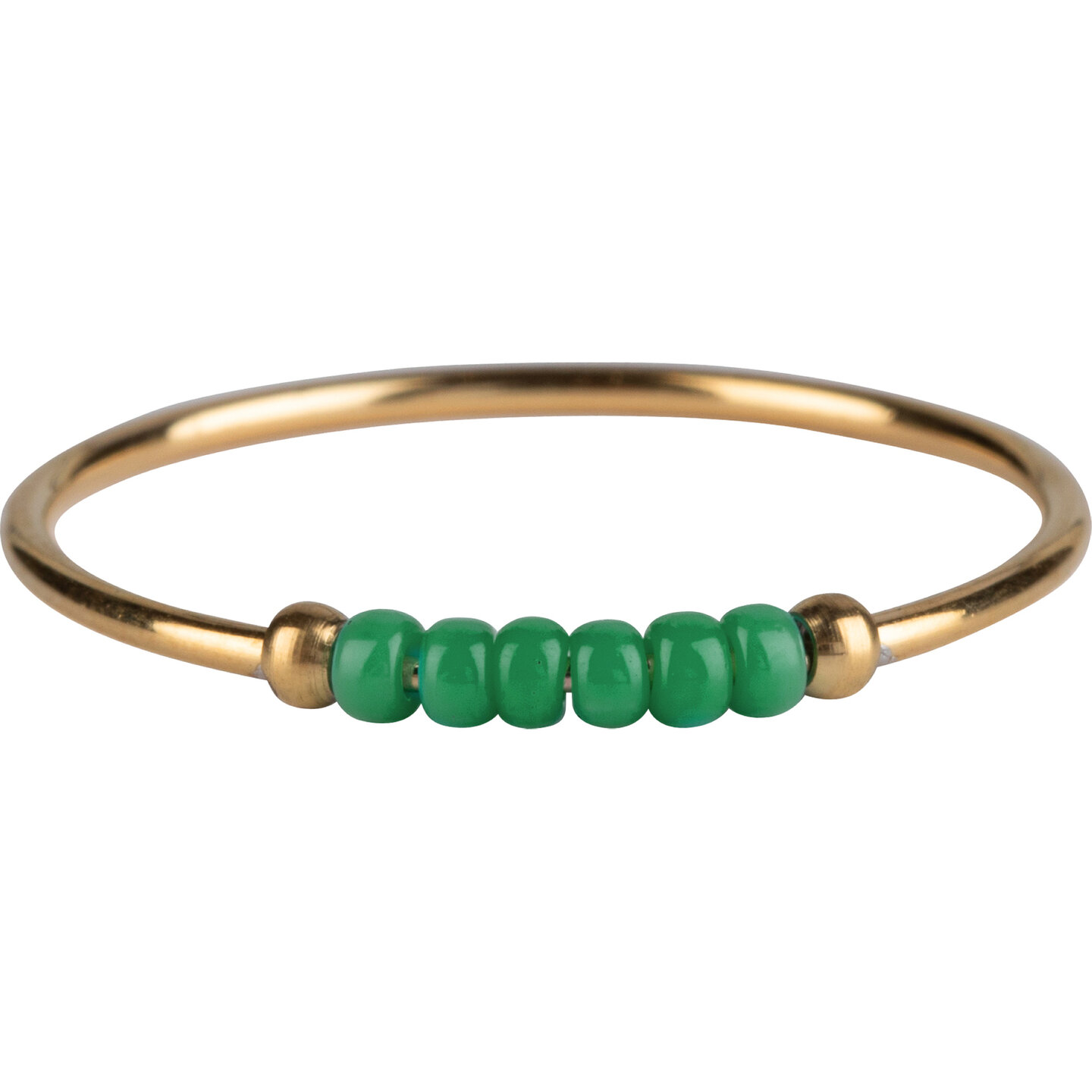 Anxiety Ring Palm Green Beads Goldplated R987/KR124