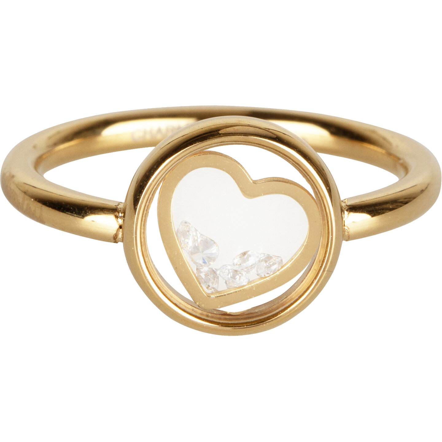 R961 Dancing love white crystal gold