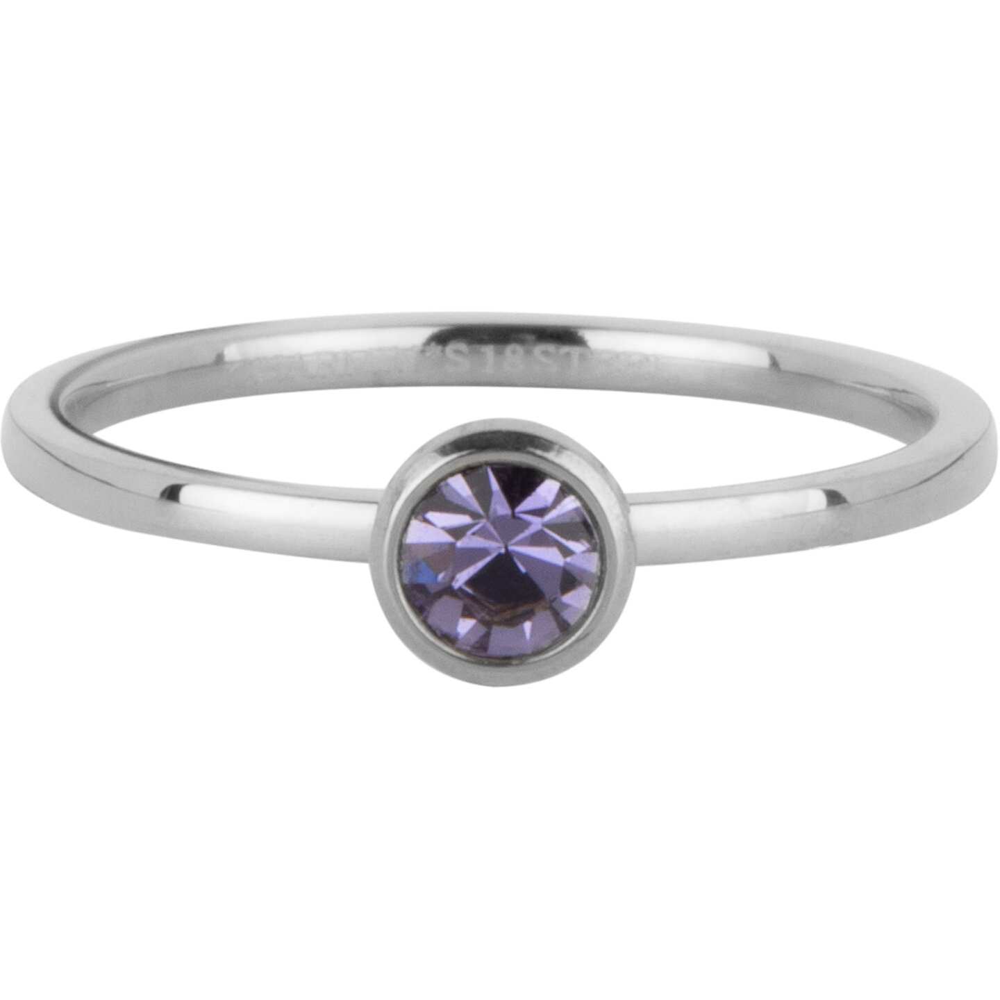 Charmin's Ring Birthstone Februari Paars Lila Kristal Staal Iconic R1593