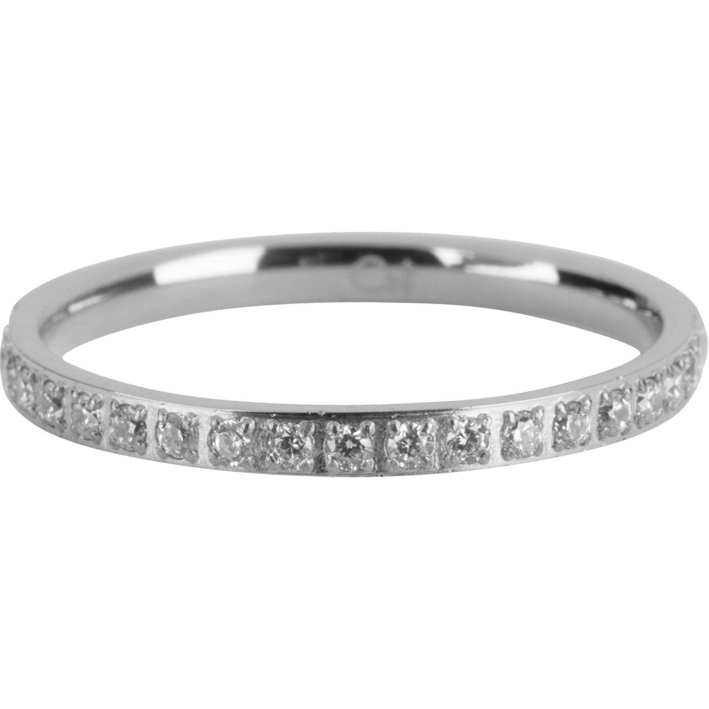 Charmin’s Stapelring Alliance Witte Kristal 2MM Staal R638