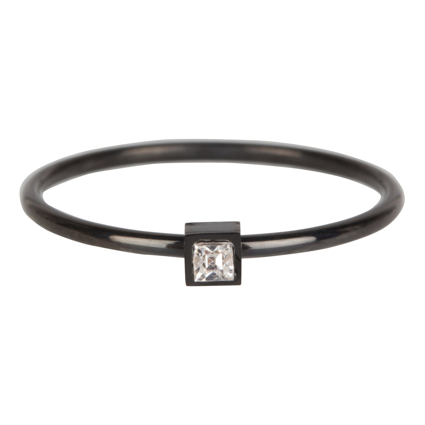 R503 Stylish Square black Steel Crystal CZ