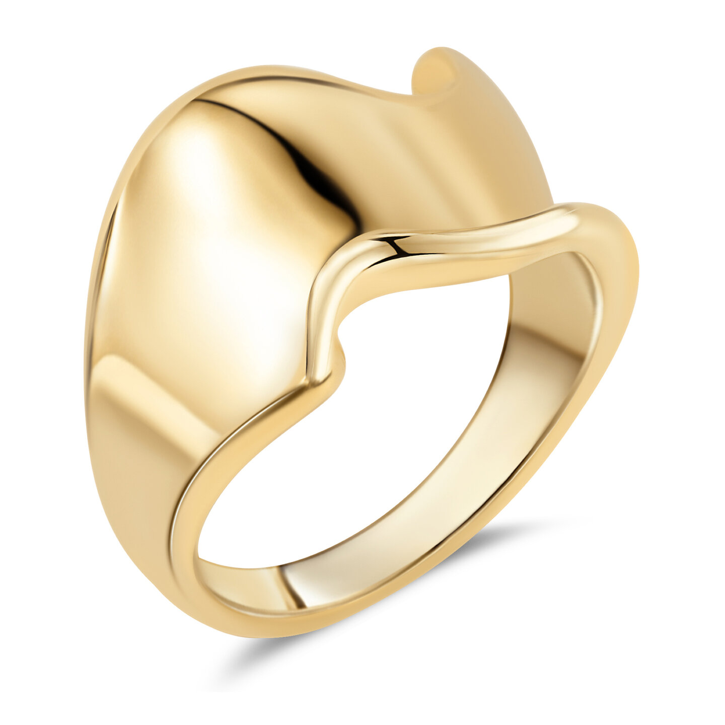Charmin's Goudkleurige Chunky Ring met Gedraaide Golf Staal R1799 – Dynamisch en Stijlvol