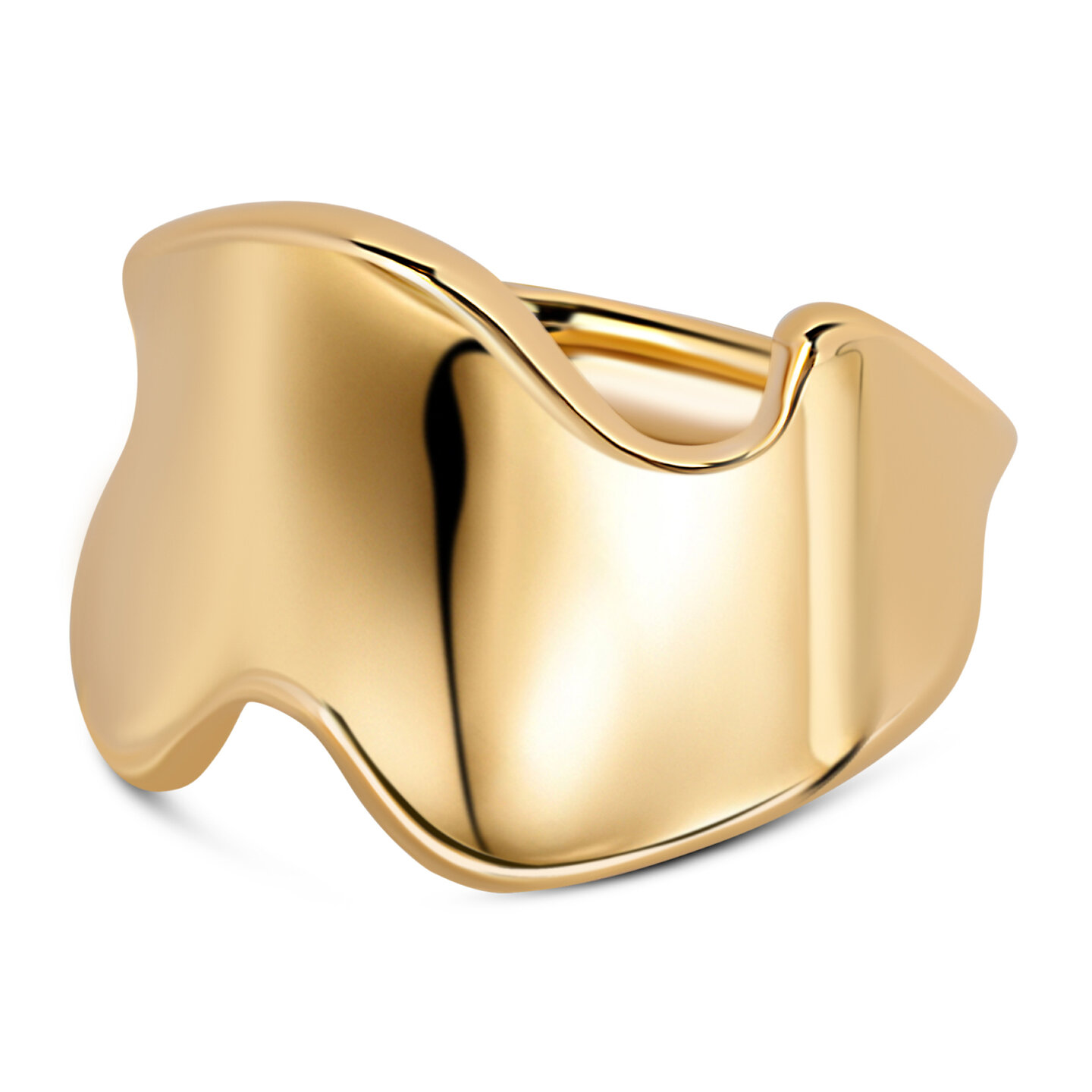 Charmin's Goudkleurige Chunky Ring met Gedraaide Golf Staal R1799 – Dynamisch en Stijlvol