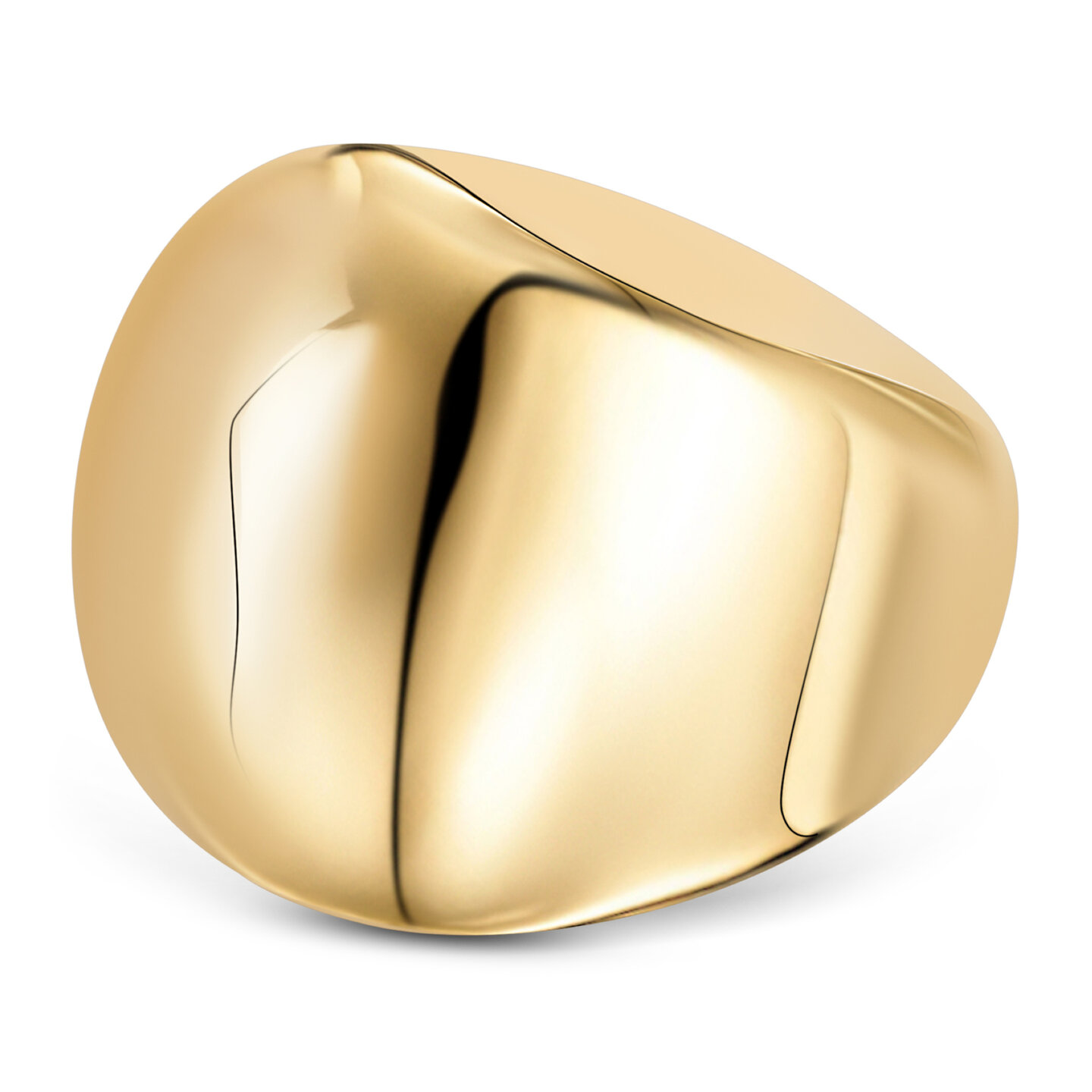 Charmin's Goudkleurige Chunky Ring met Holle Bol Staal R1793 – Elegante Verbinding