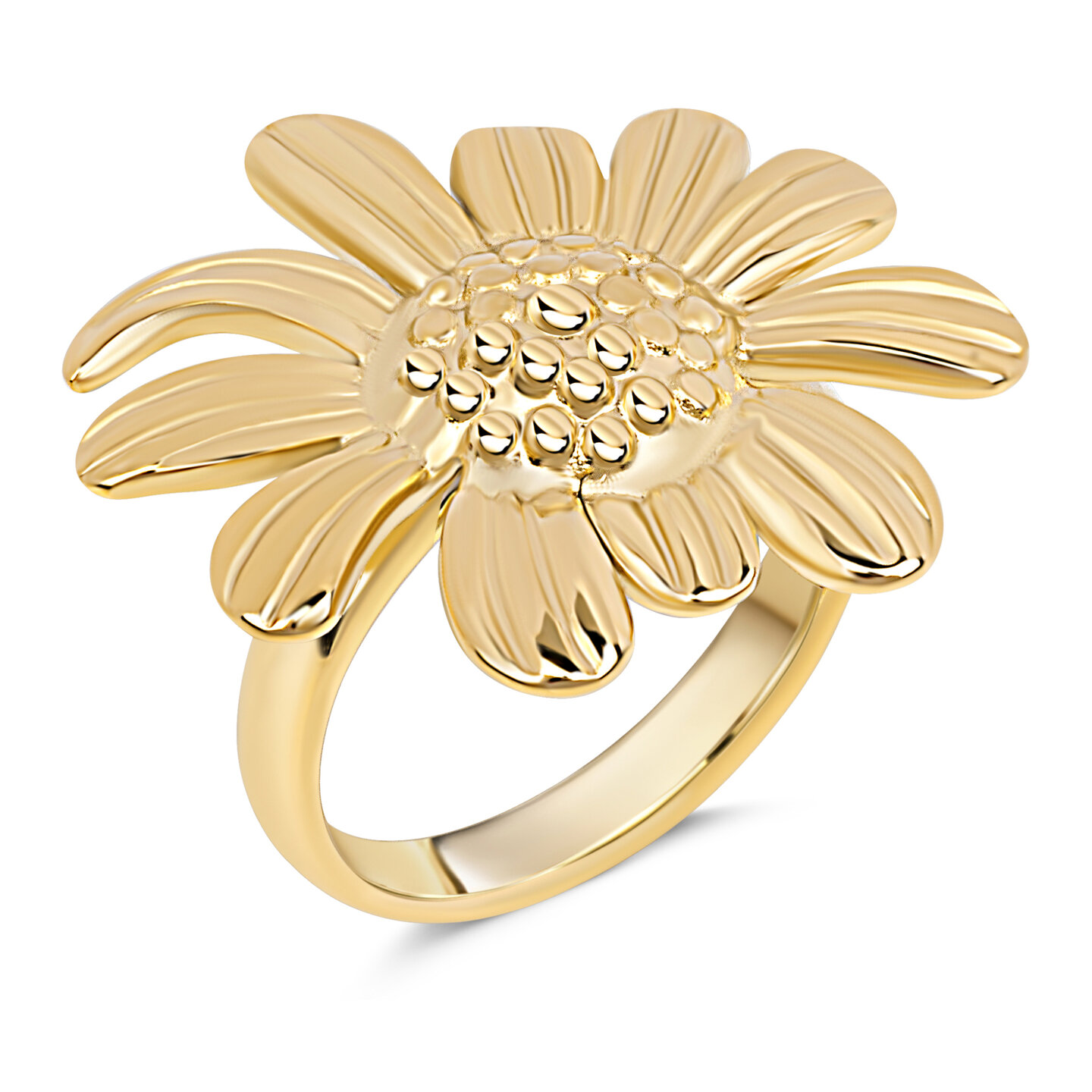 Charmin's Goudkleurige Chunky Ring met Bloem R1789 – Trendy en Licht