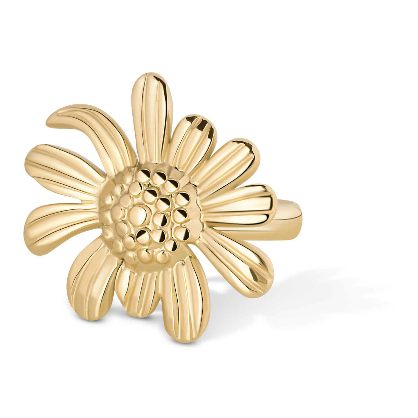 Charmin's Goudkleurige Chunky Ring met Bloem R1789 – Trendy en Licht