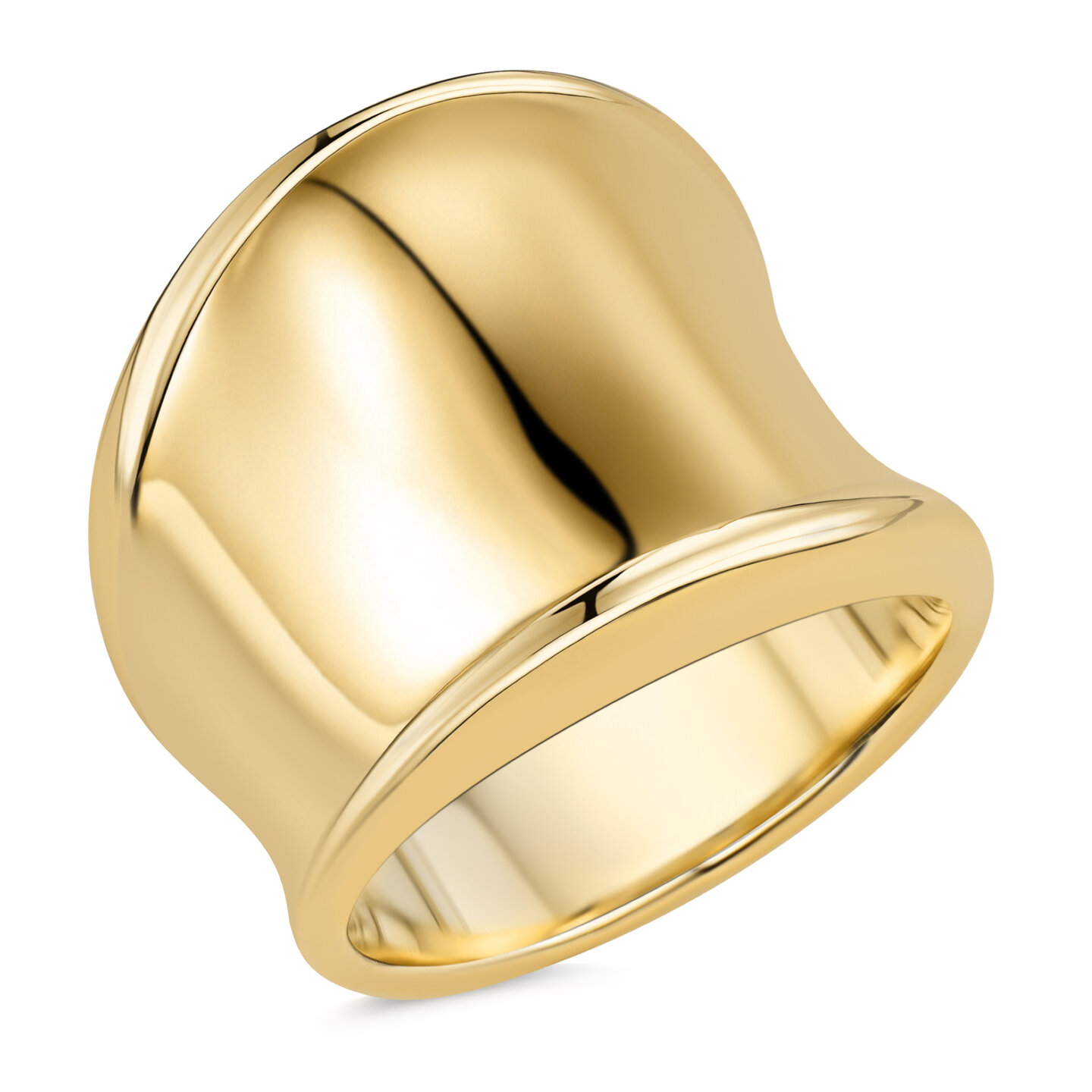 Charmin&#039;s Goudkleurige Chunky Ring met Glooiende Vorm Staal R1786 &ndash; Strak en Modern