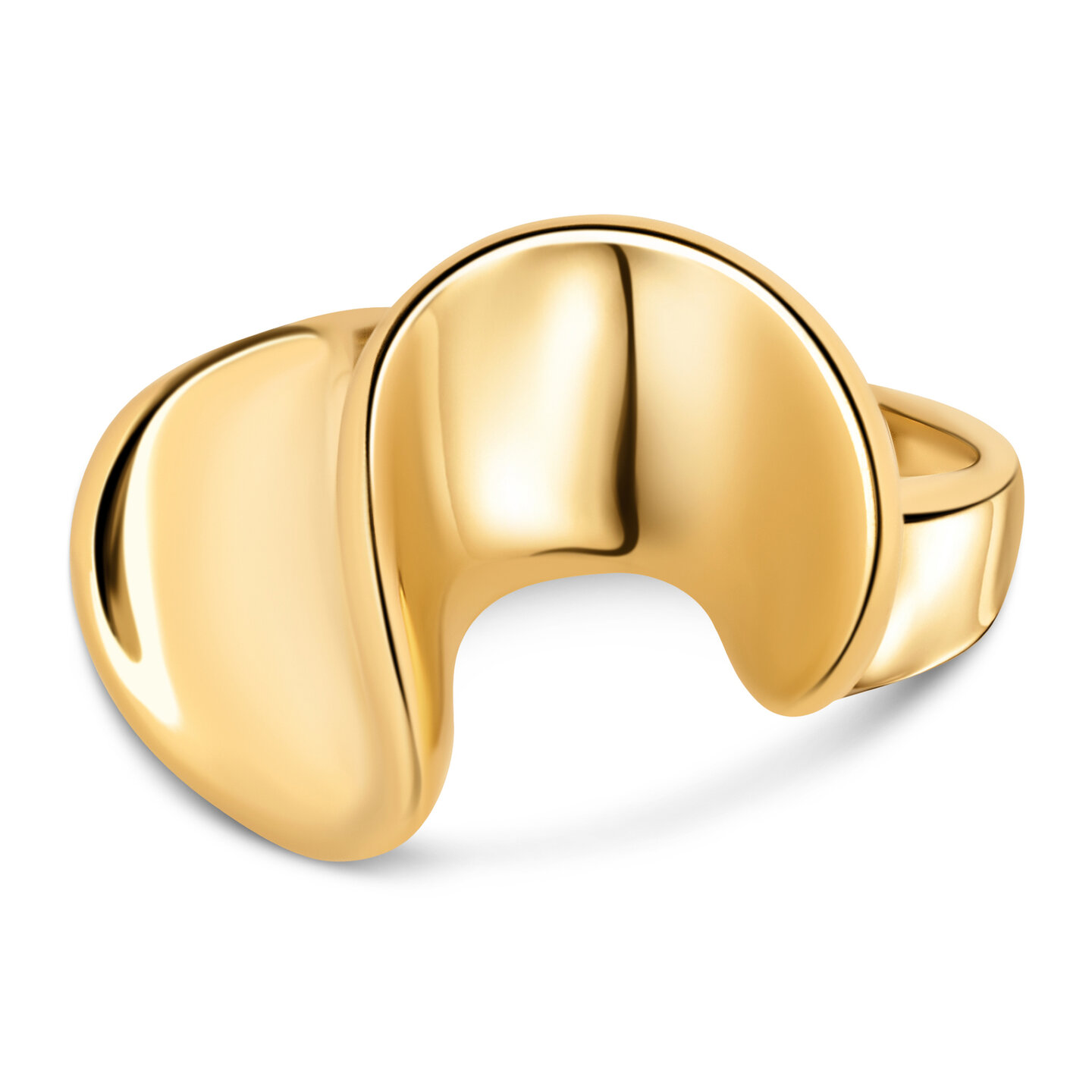 Charmin's Goudkleurige Chunky Ring met Swirl-Krul Staal R1783 – Speels en Uniek