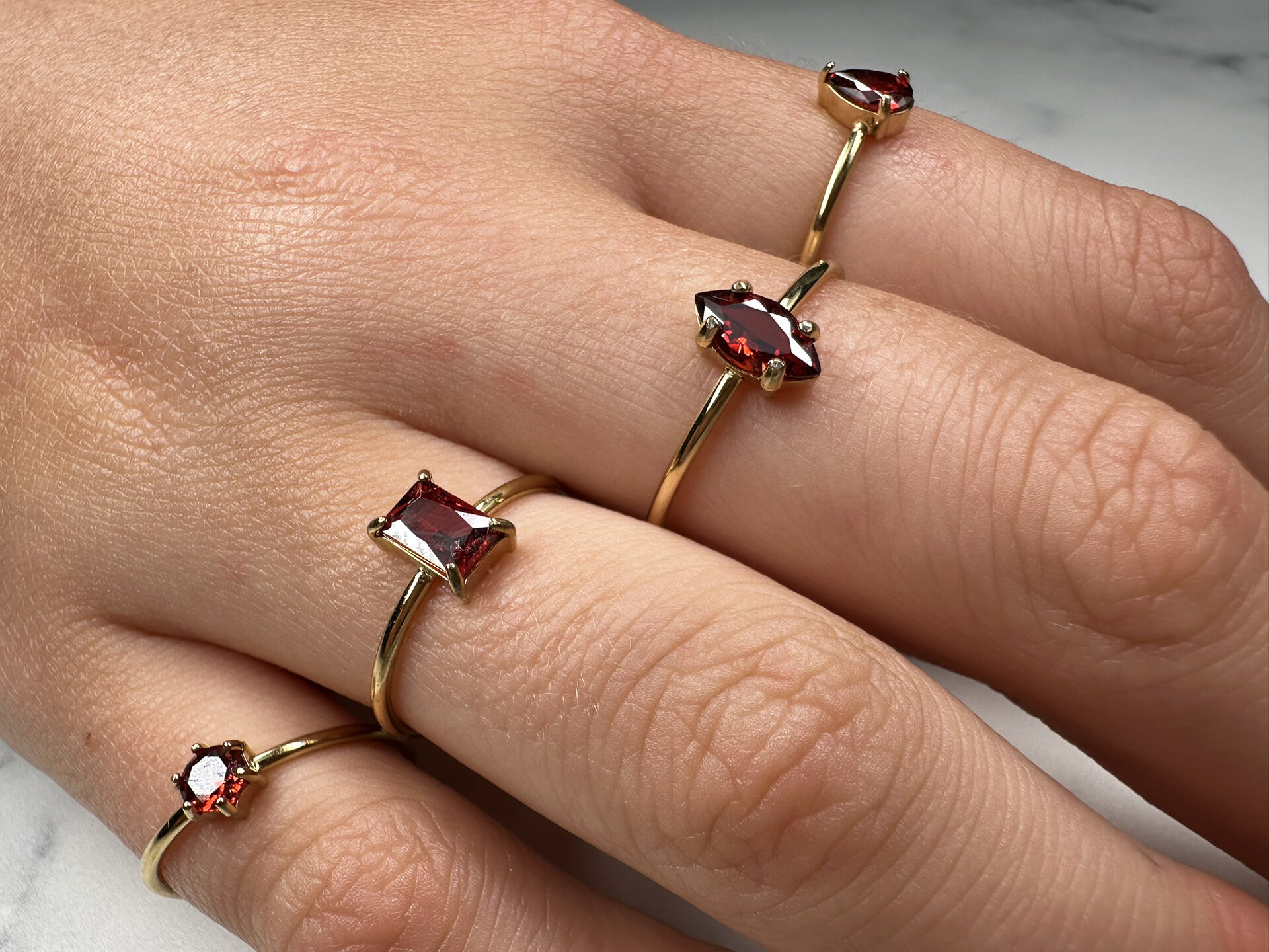 Charmin's Gold-Colored Ring with Teardrop Ruby Red Crystal Stone R1746 &ndash; Passionate Red