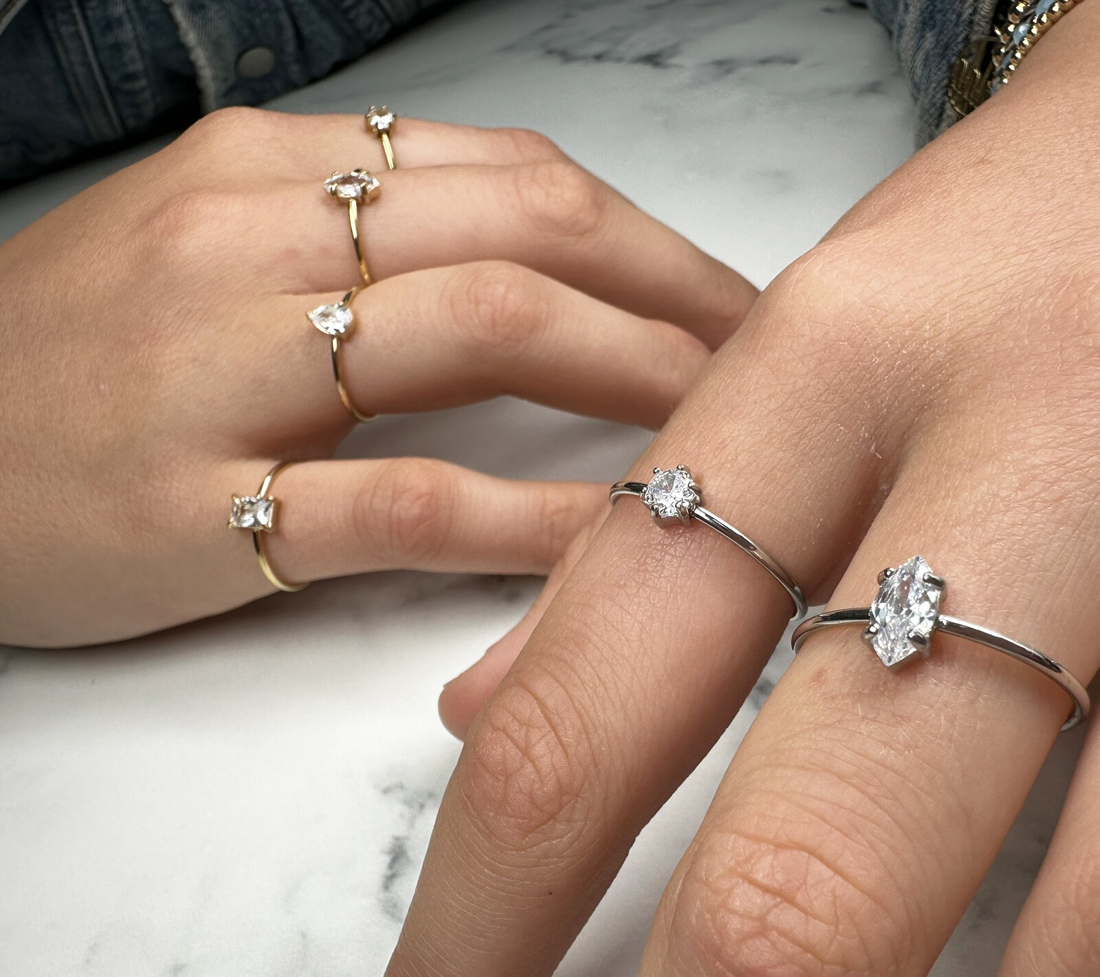 Charmin's Steel Ring with Teardrop White Crystal Stone R1733 &ndash; Elegant Design