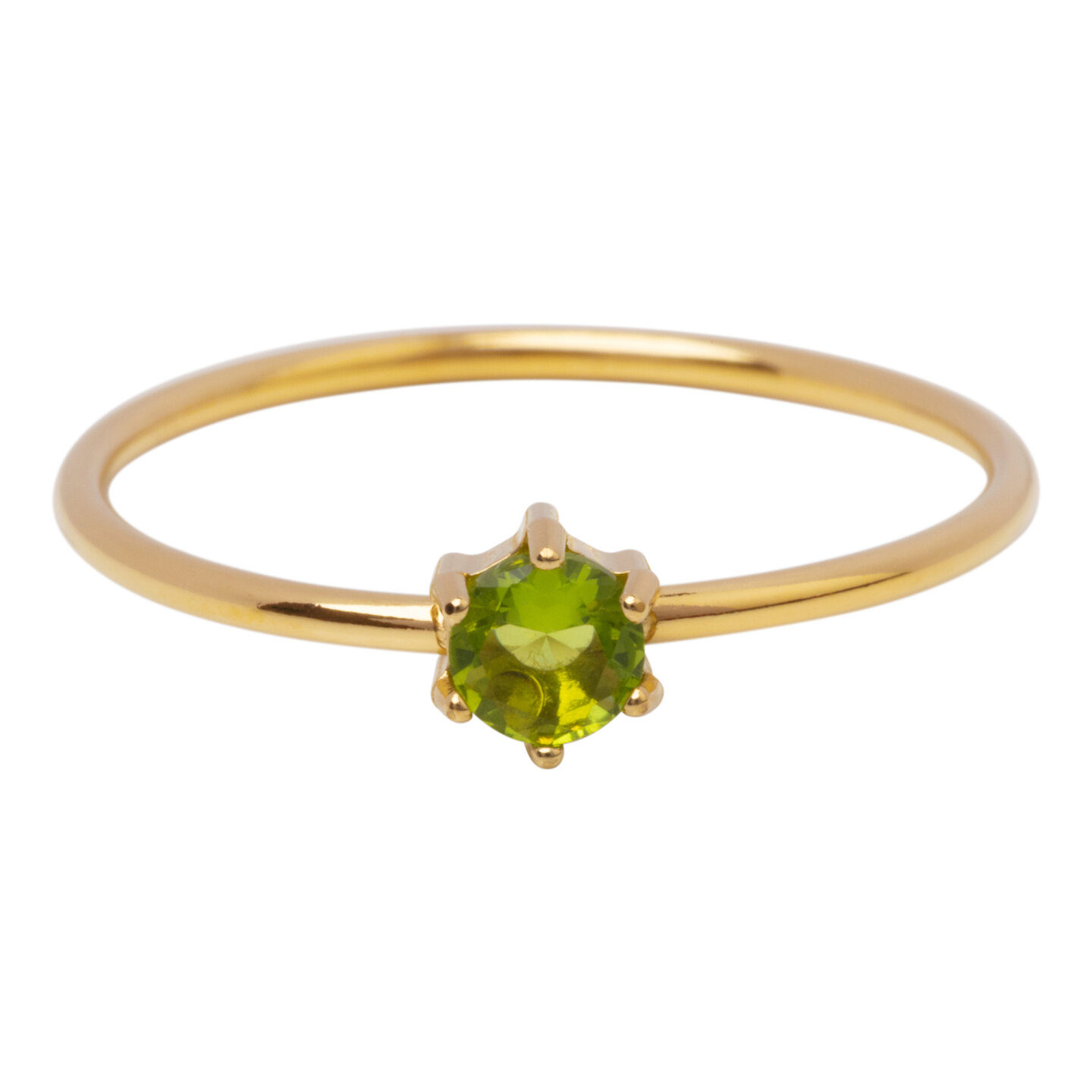 Charmin's Gold-Colored Ring Round Light Green Stone Crystal R1710 &ndash; Fresh Smile