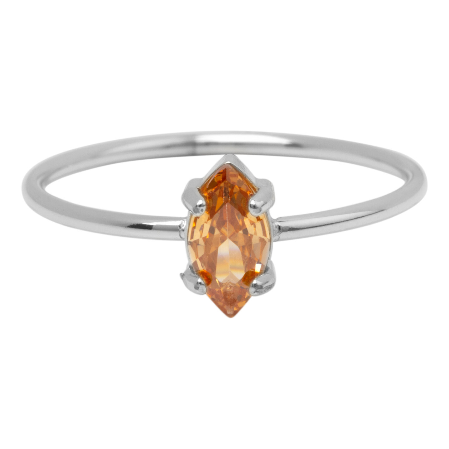 Charmin's Steel Ring with Elliptical Champagne Crystal Stone R1674 &ndash; Warm Shine