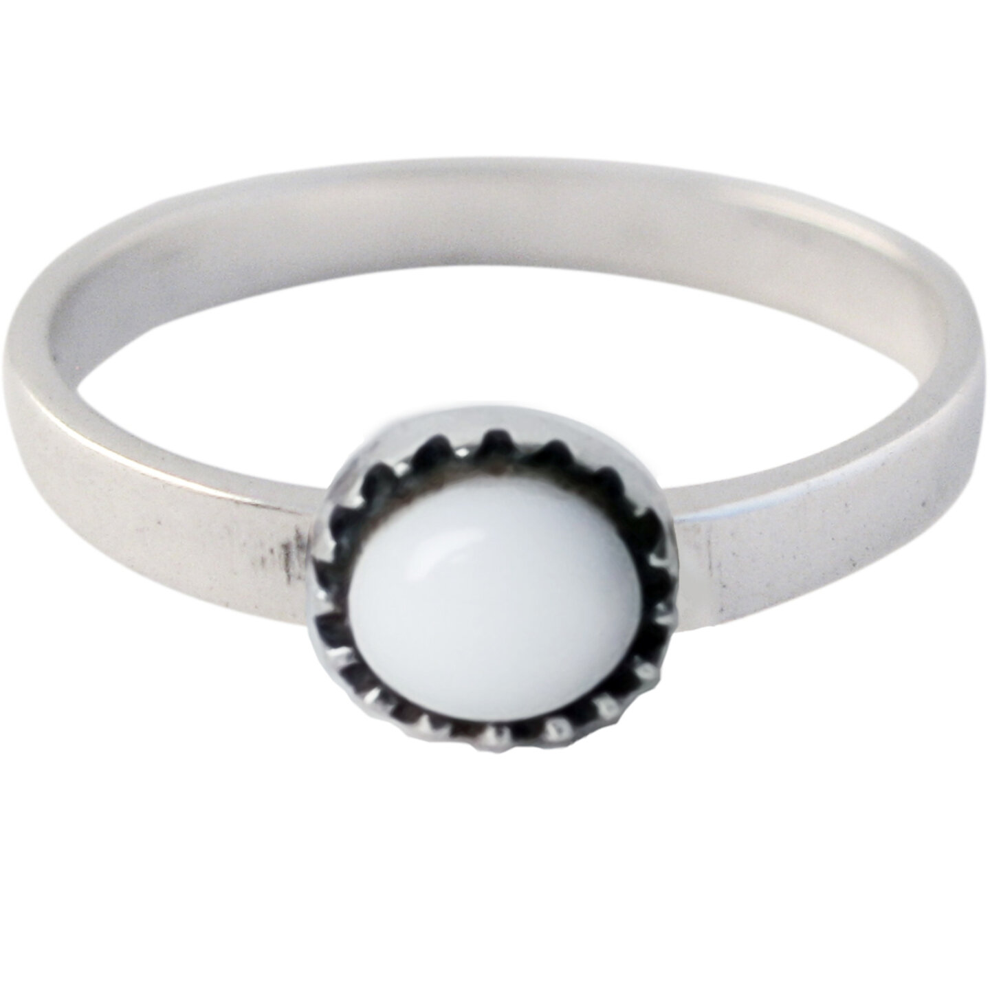 Ring KR05 &#039;Natural Stone&#039; White Agate
