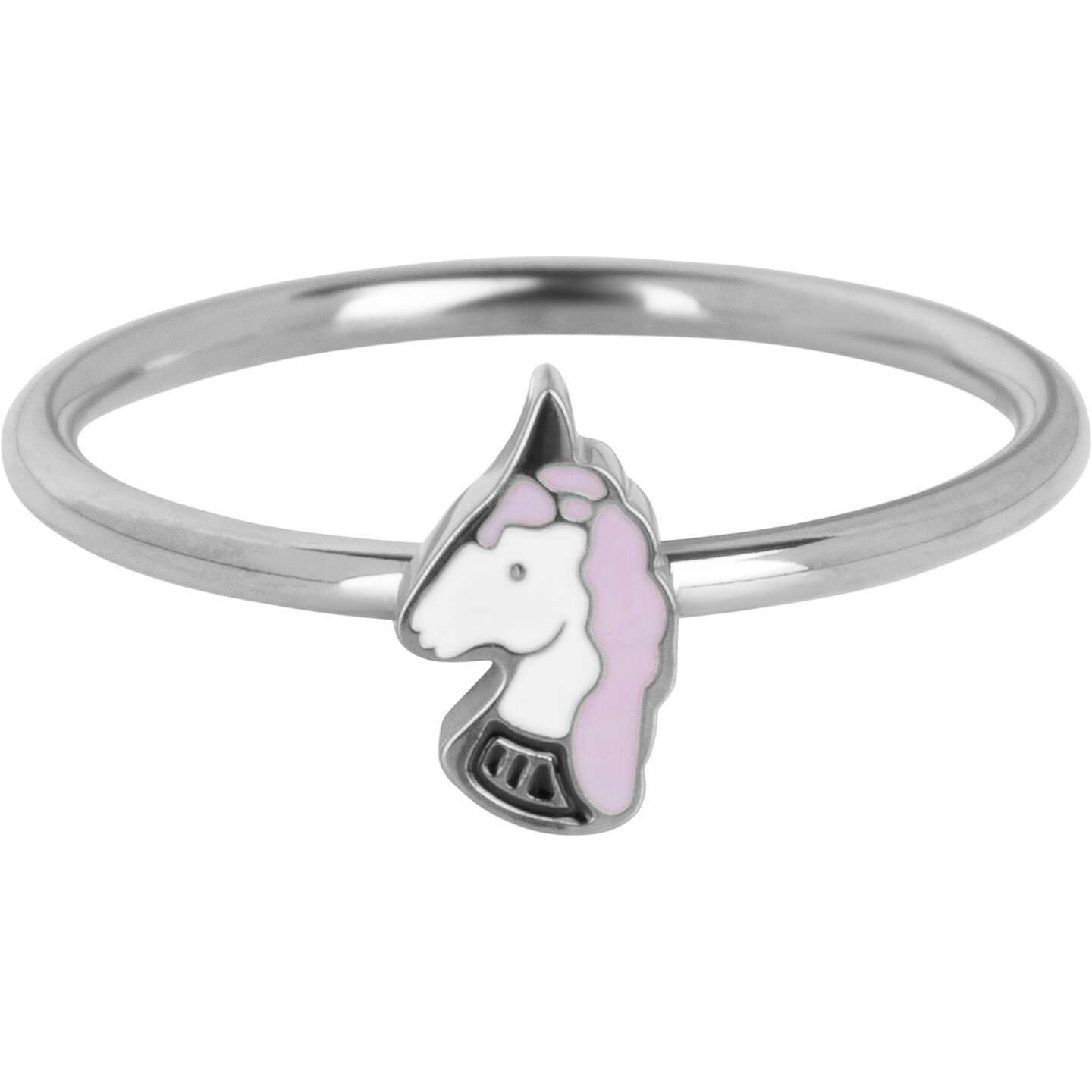 KIDZ Kinderring Staal met Mini Unicorn Hoofdje KR148 &ndash; Schattig en Betoverend