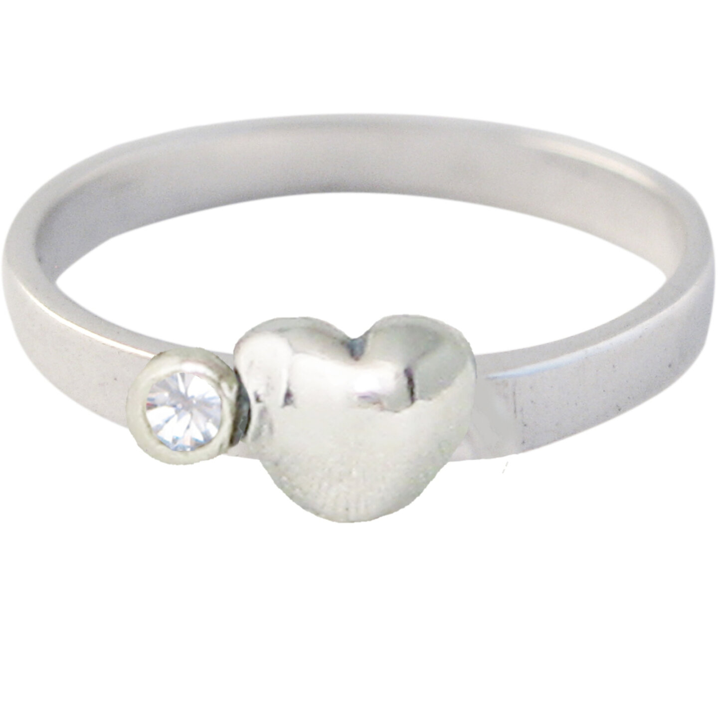 Ring KR33 &#039;Cubic Diamond Heart and Diamond&#039; White
