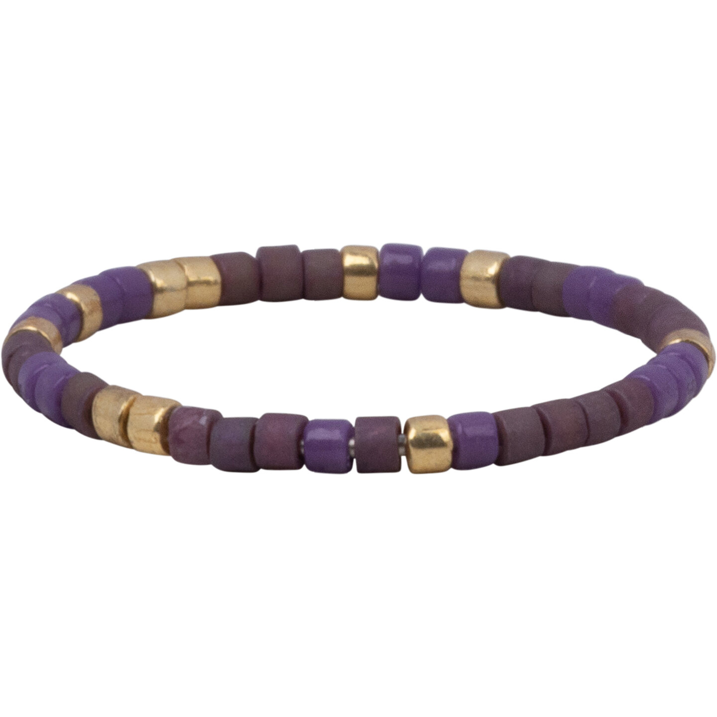 Charmin's Miyuki Beads Gold Purple Anxiety Fidget Ring R1664