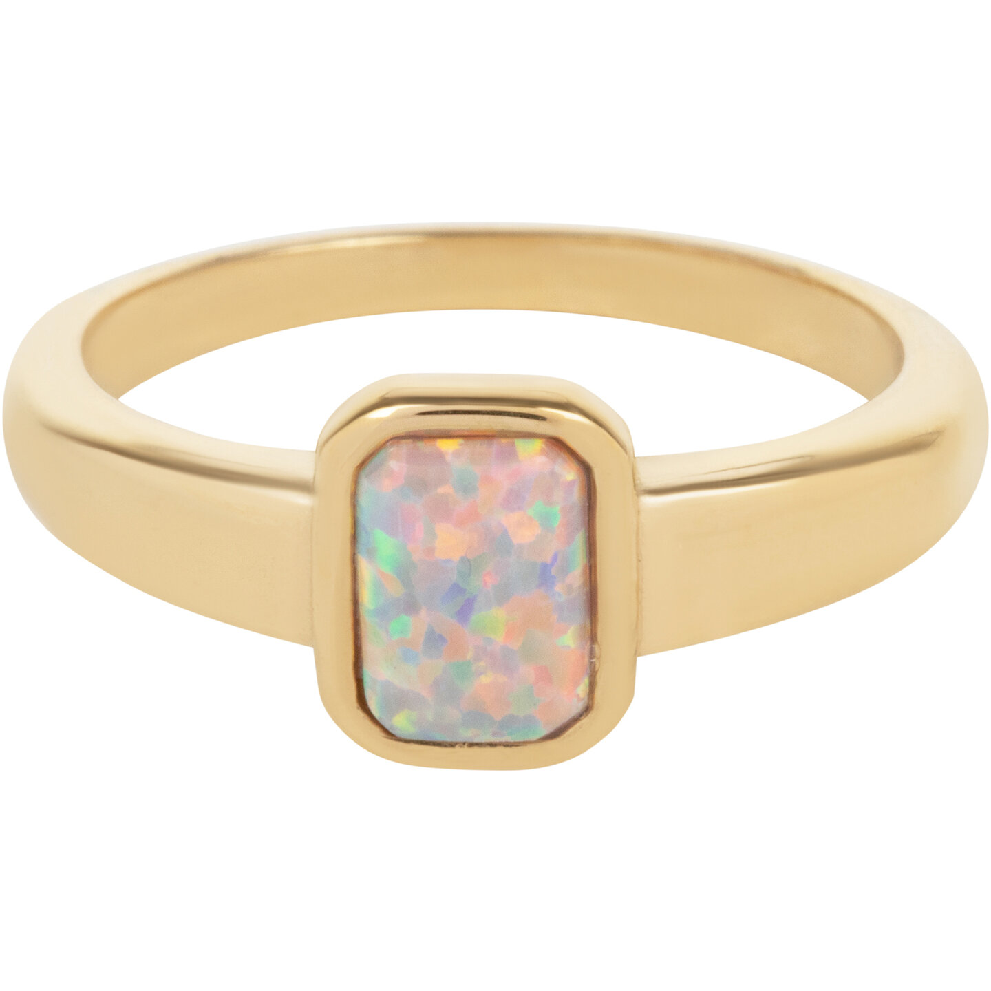 Charmin&rsquo;s Zegelring Opaal Goudkleurig Vierkant R1179