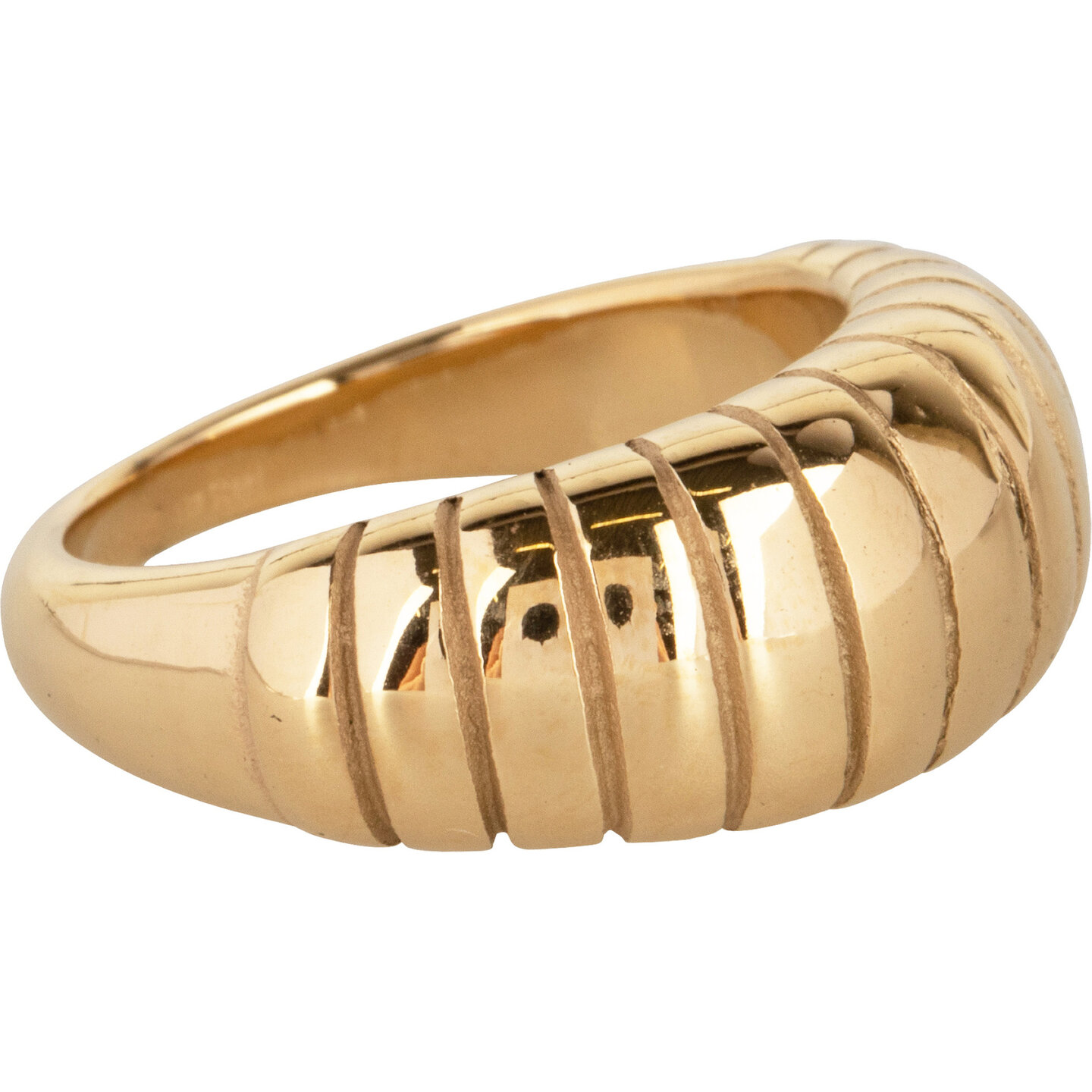 R998 Big Stripy Goldplated Steel Ring