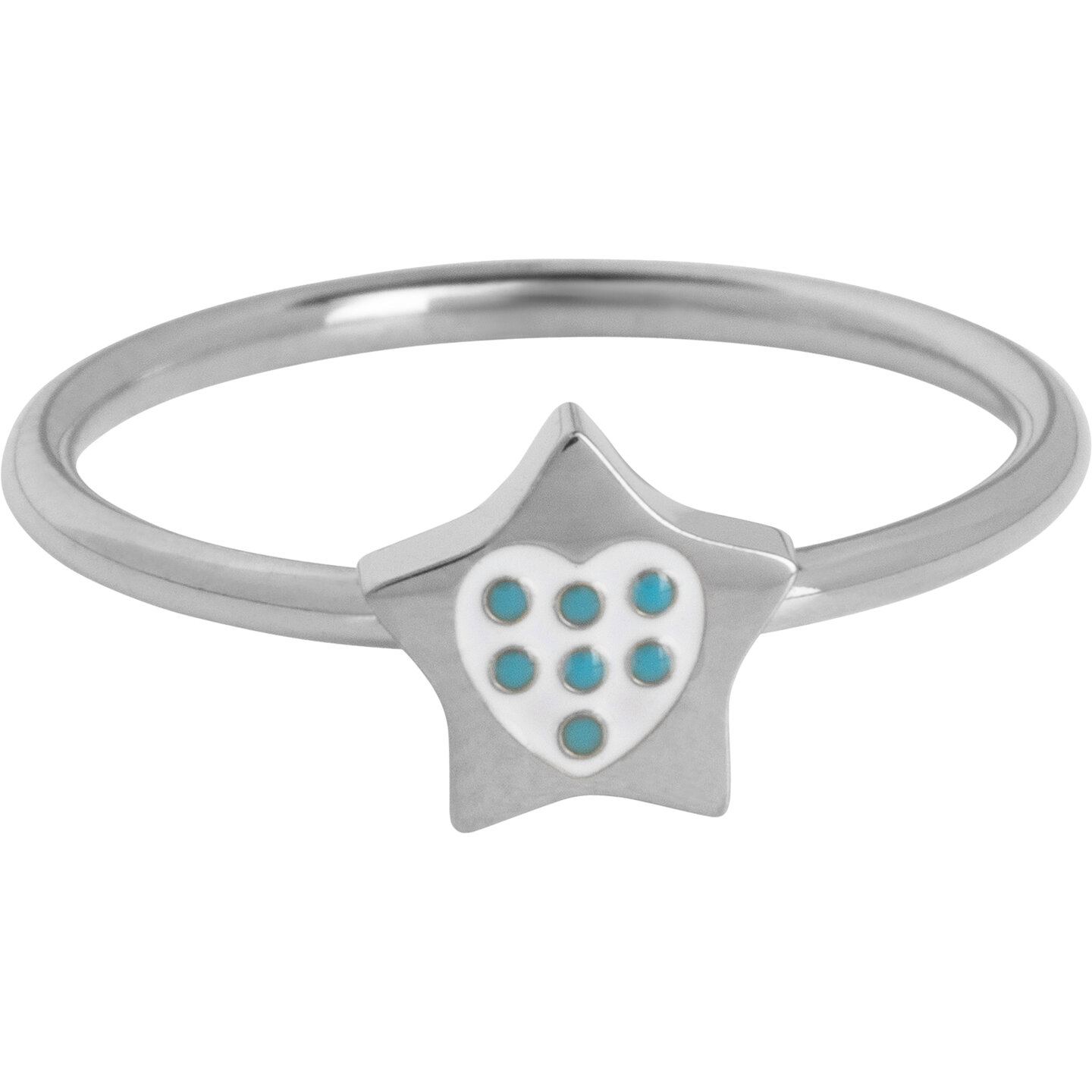 Kinderring Ster met Hartje en Blauwe Stippen &ndash; KIDZ by Charmin&rsquo;s KR184