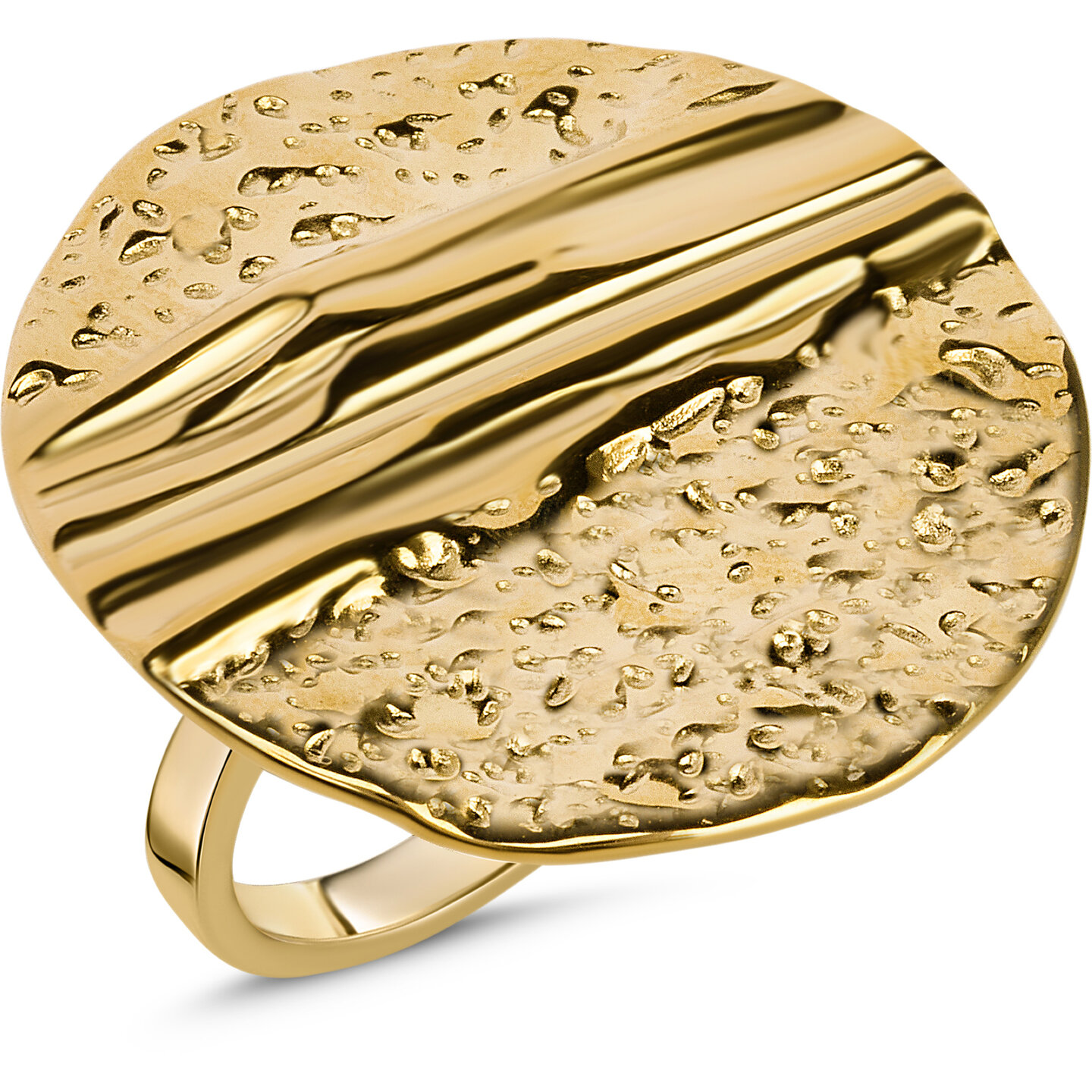 Charmin's Gold-Tone Chunky Ring with a Large Worked Coin R1834 &ndash; Striking and Stylish