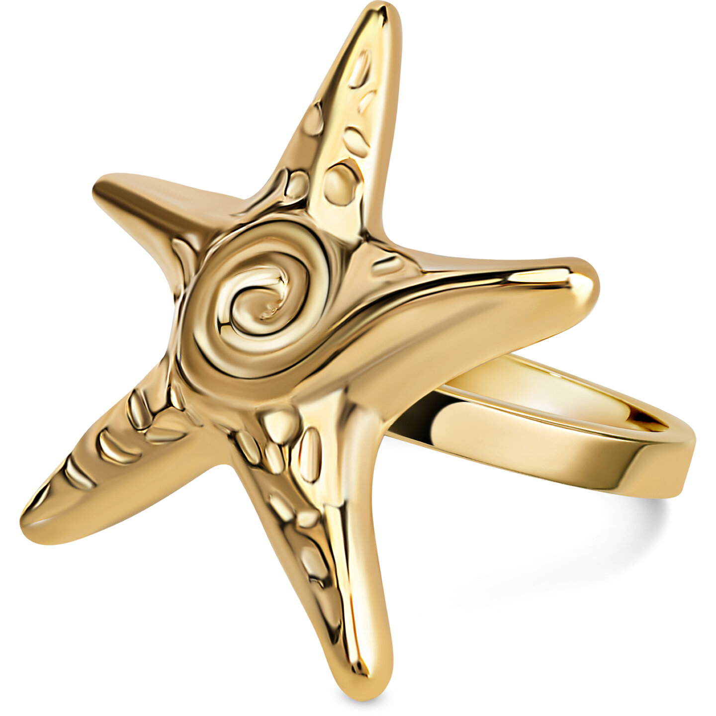 Charmin's Gold-Colored Chunky Ring Like a Sea Star R1849 &ndash; Powerful and Light