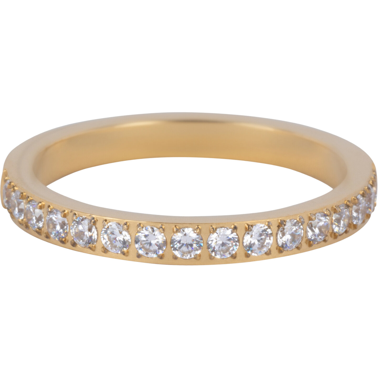 Charmin&rsquo;s Goudkleurige Stapelring Alliance Witte Kristal 2,9MM Staal R1473
