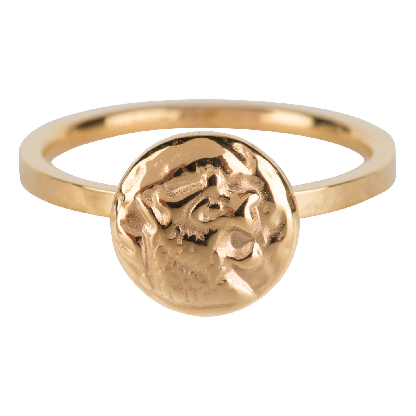 Charmin&rsquo;s goudkleurige stapelring R629 Coin of power goldplated staal