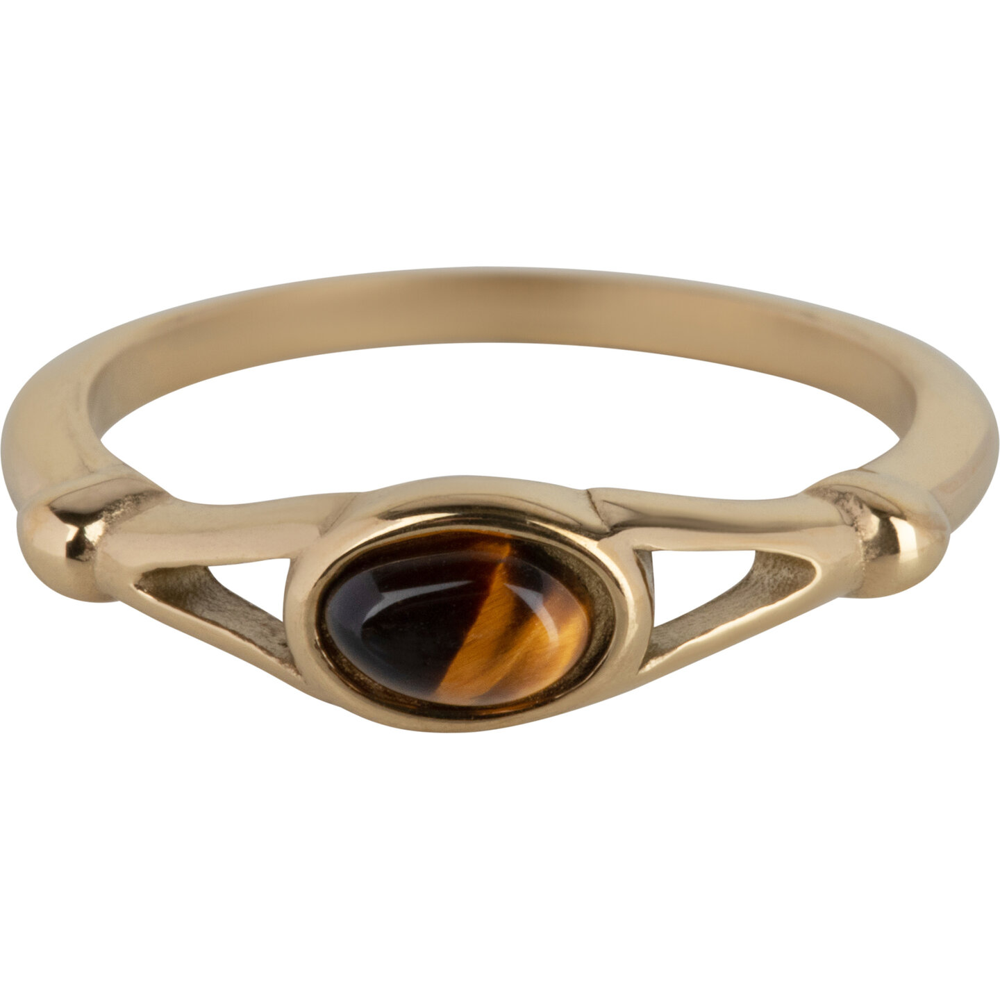 Charmin&rsquo;s Charmin&rsquo;s Ovale Elegante Tijgeroog Ring Goud R1161
