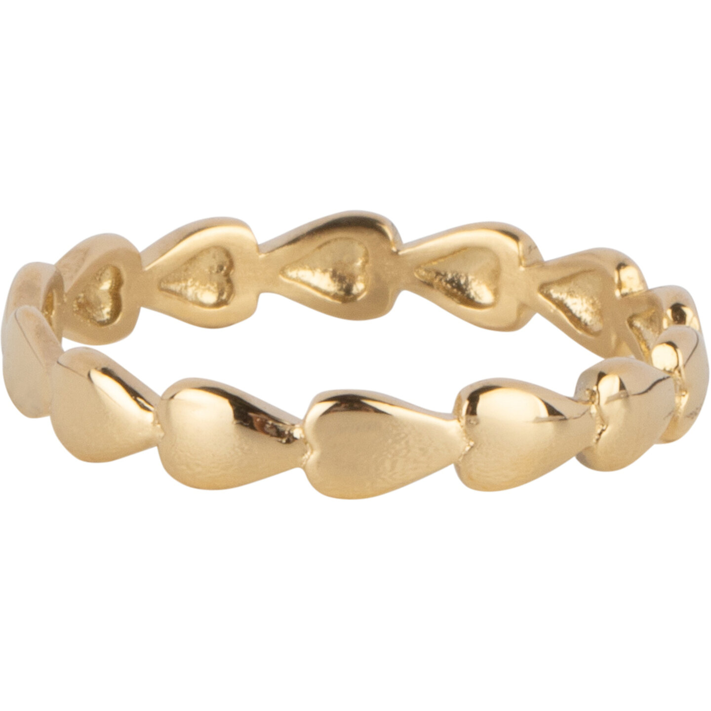 Charmin's Goudkleurige Ring met Subtiele Gevulde Hartjes Staal R1650 &ndash; Moderne Liefde