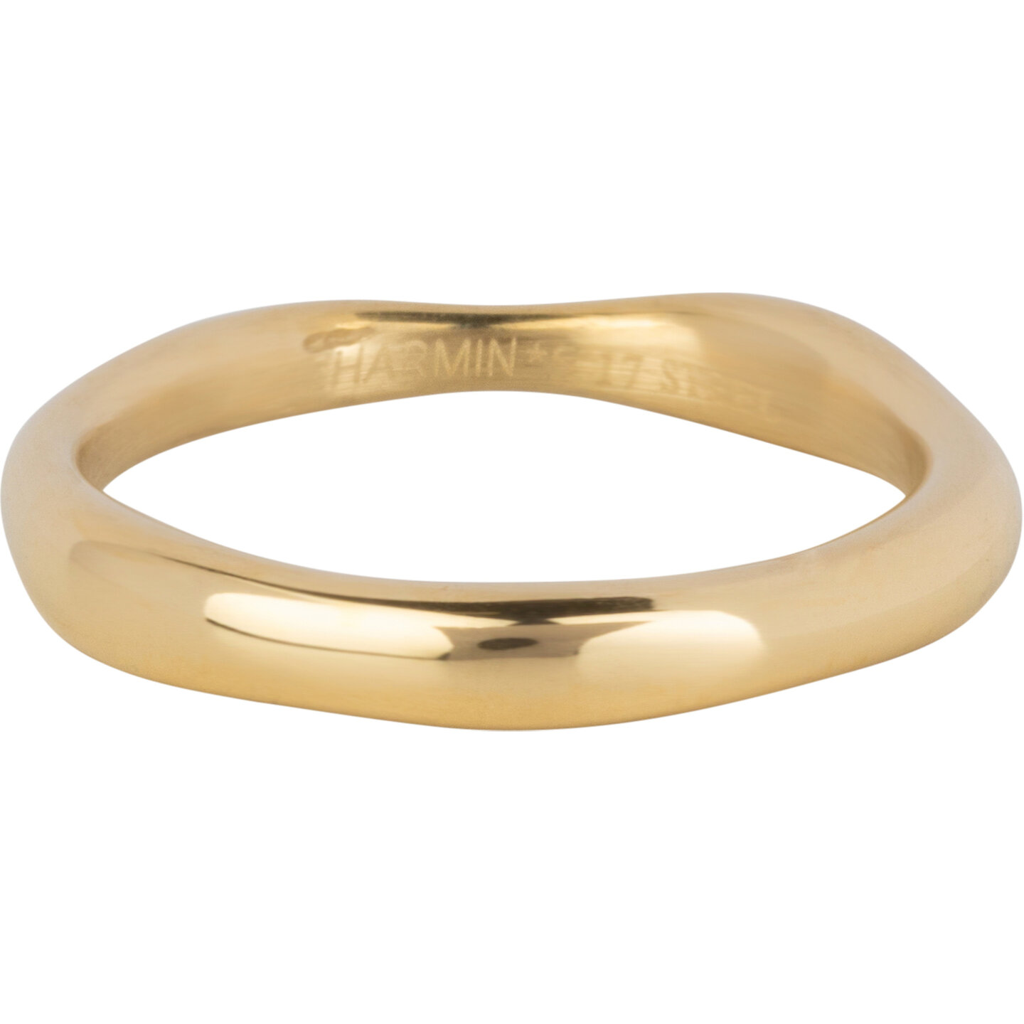 Charmins goldfarbener Ring aus gewelltem Stahl R1405