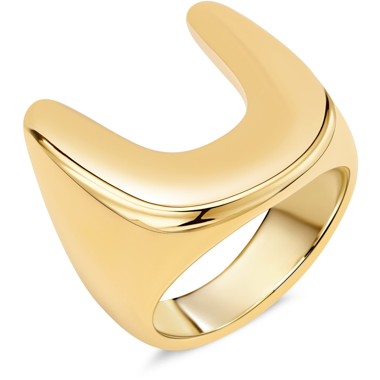 Charmin's Gold-Colored Chunky Ring with an Open U-Shaped Arch Steel R1823 &ndash; Sleek and Modern