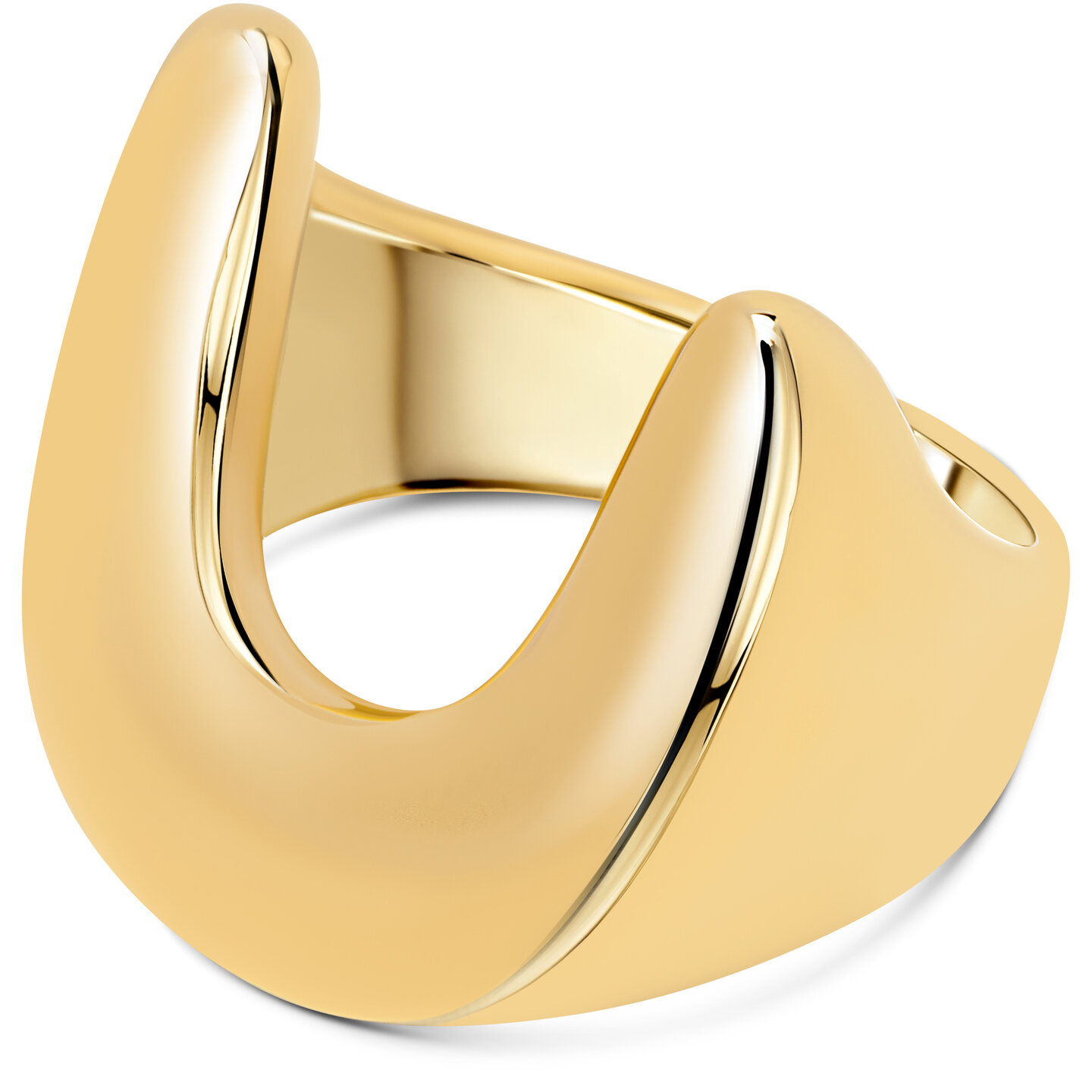 Charmin's Gold-Colored Chunky Ring with an Open U-Shaped Arch Steel R1823 &ndash; Sleek and Modern