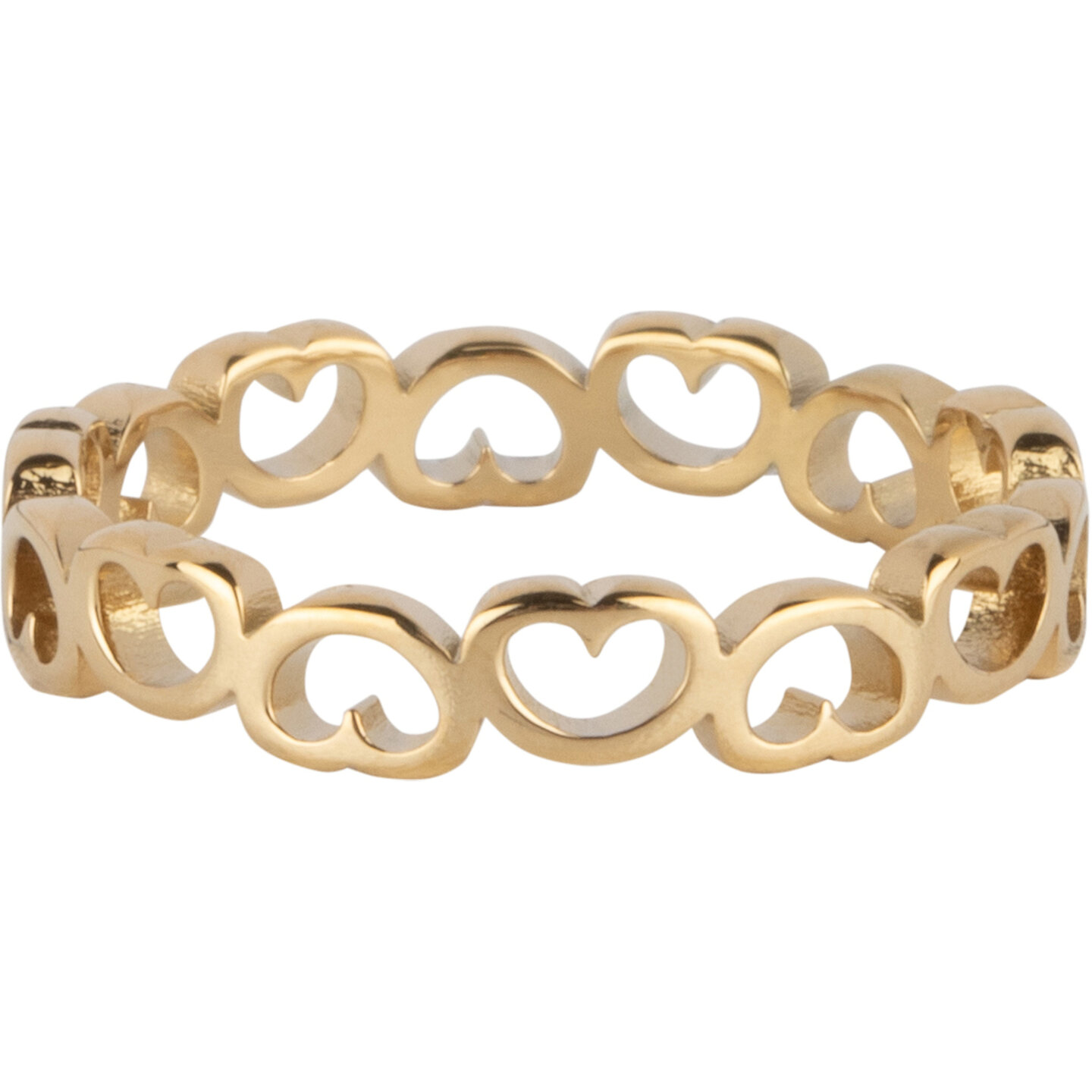Charmin's Gold-Colored Steel Ring R1632 With Tough Chunky Heart Chain Steel