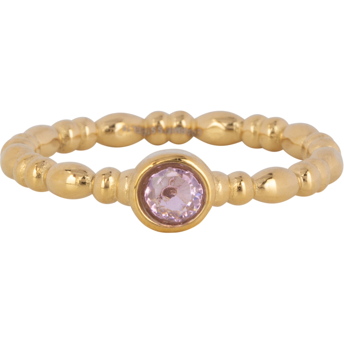 Charmin's Goudkleurige Ring met Roze Rond Steentje R1506 &ndash; Speels en Elegant