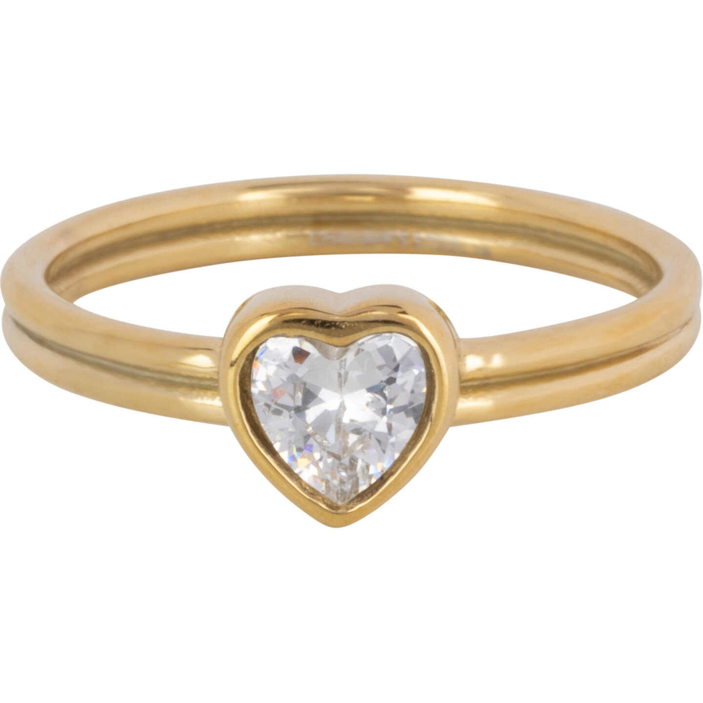 Bague Double Or de Charmin avec Petit C&oelig;ur en Cristal R1512 &ndash; Amour Audacieux