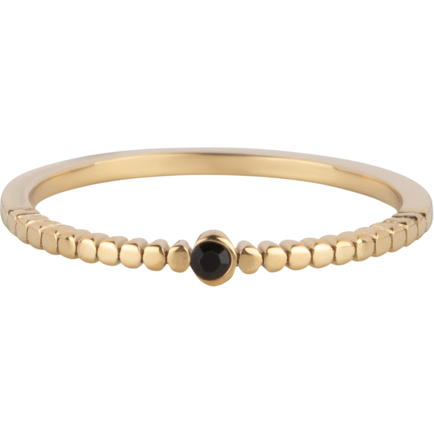 Charmin's Ring Gold Colored With Black Crystal Steel Iconic Vintage R1638