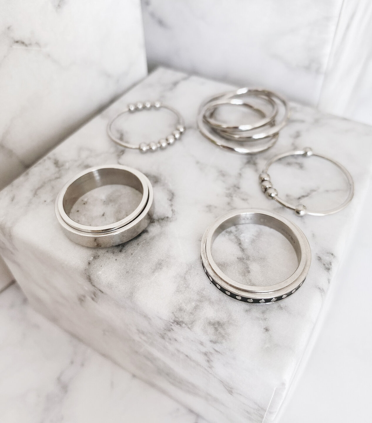 Charmin's Trinity Rolling Anxiety Fidget Ring Rose-Or-Acier Grand  R1648