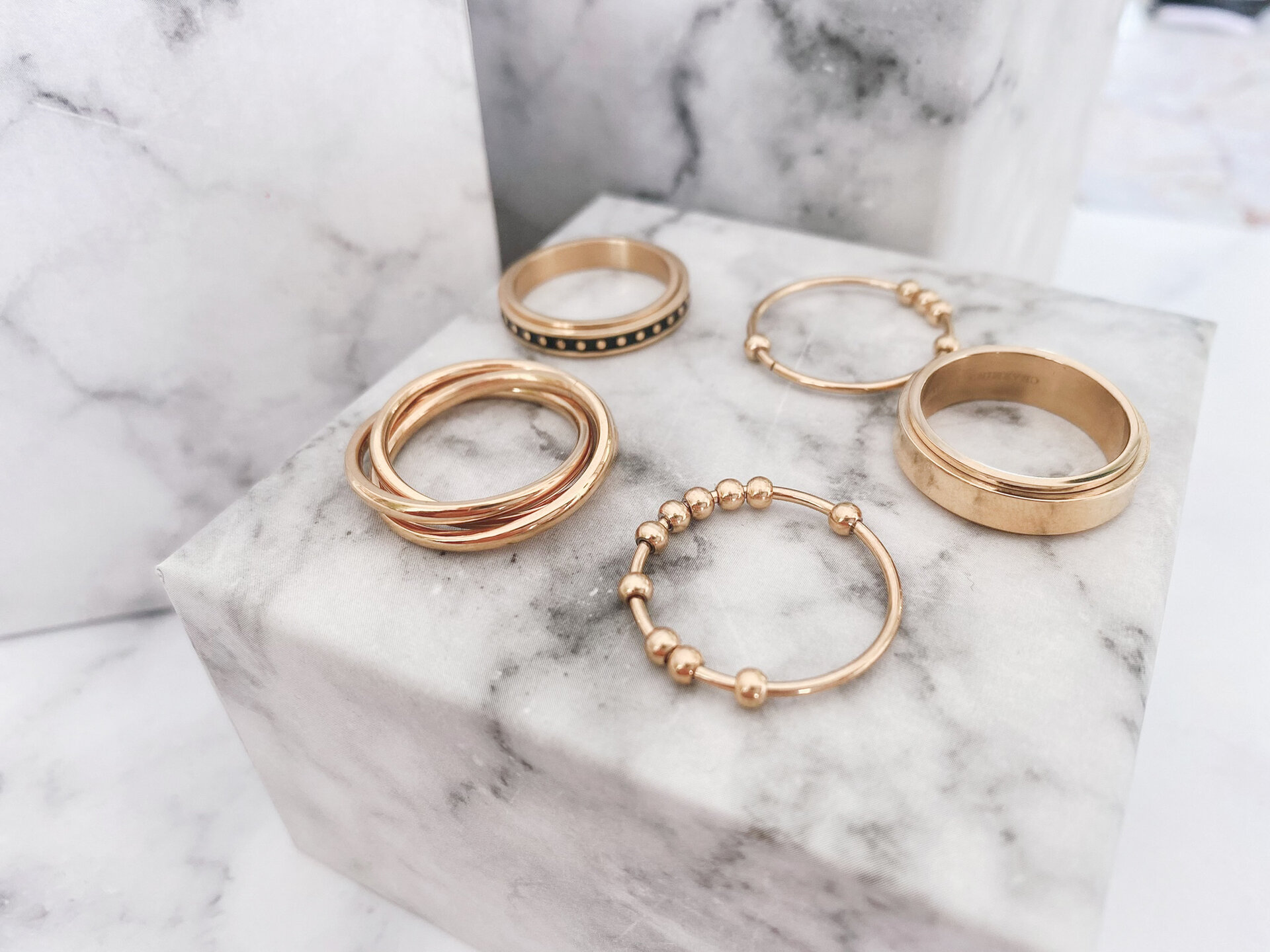 Charmin's Trinity Rolling Anxiety Fidget Ring Rose-Or-Acier Grand  R1648