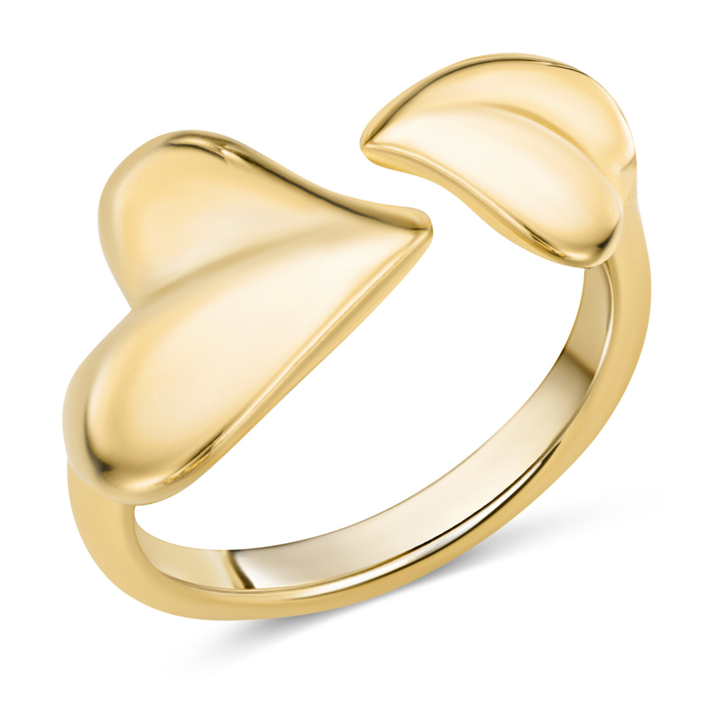 Charmin's Goudkleurige Chunky Ring met Twee Hartjes Staal R1773 &ndash; Romantisch en Sterk