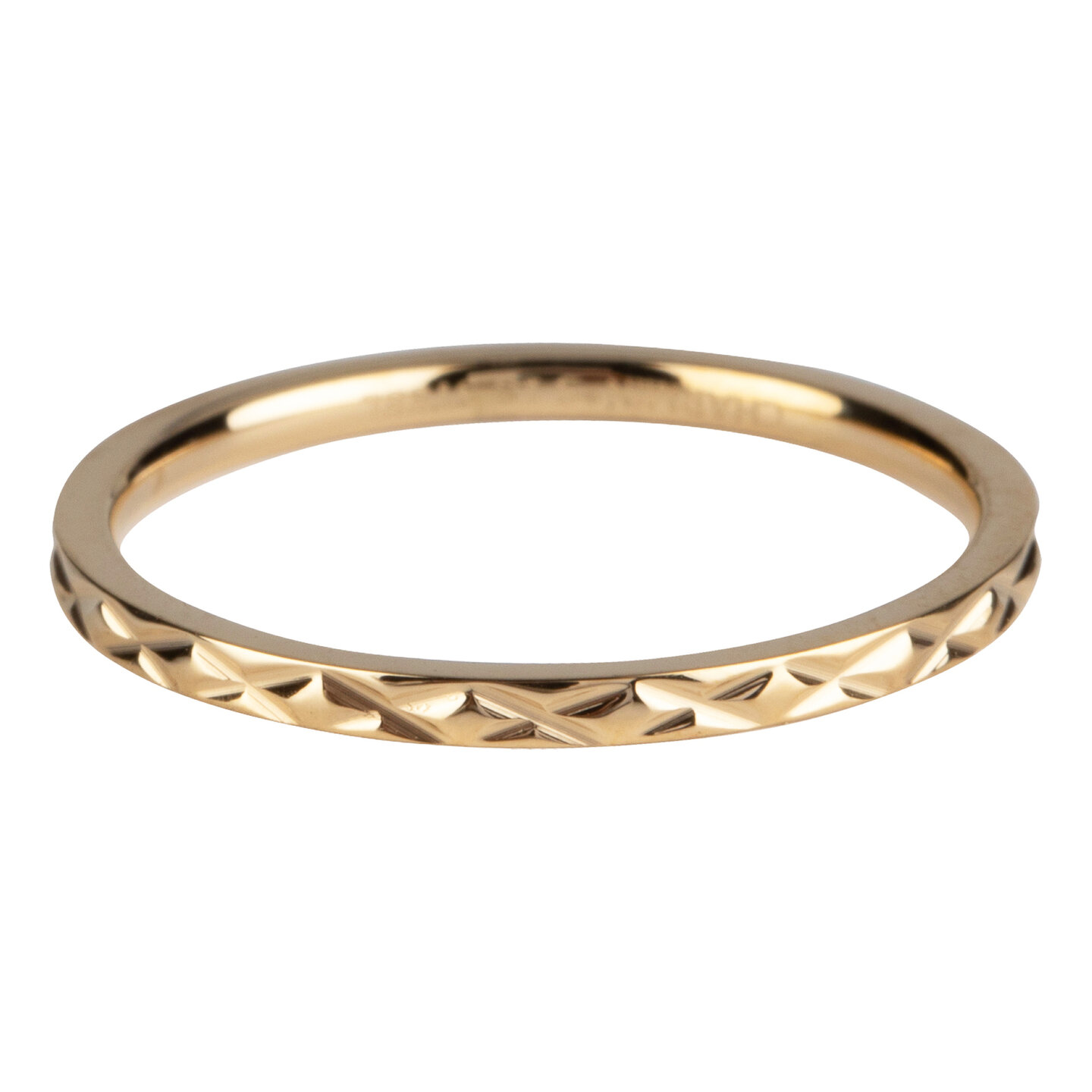 Charmin&rsquo;s goudkleurige stapelring R305 Cross goldplated staal