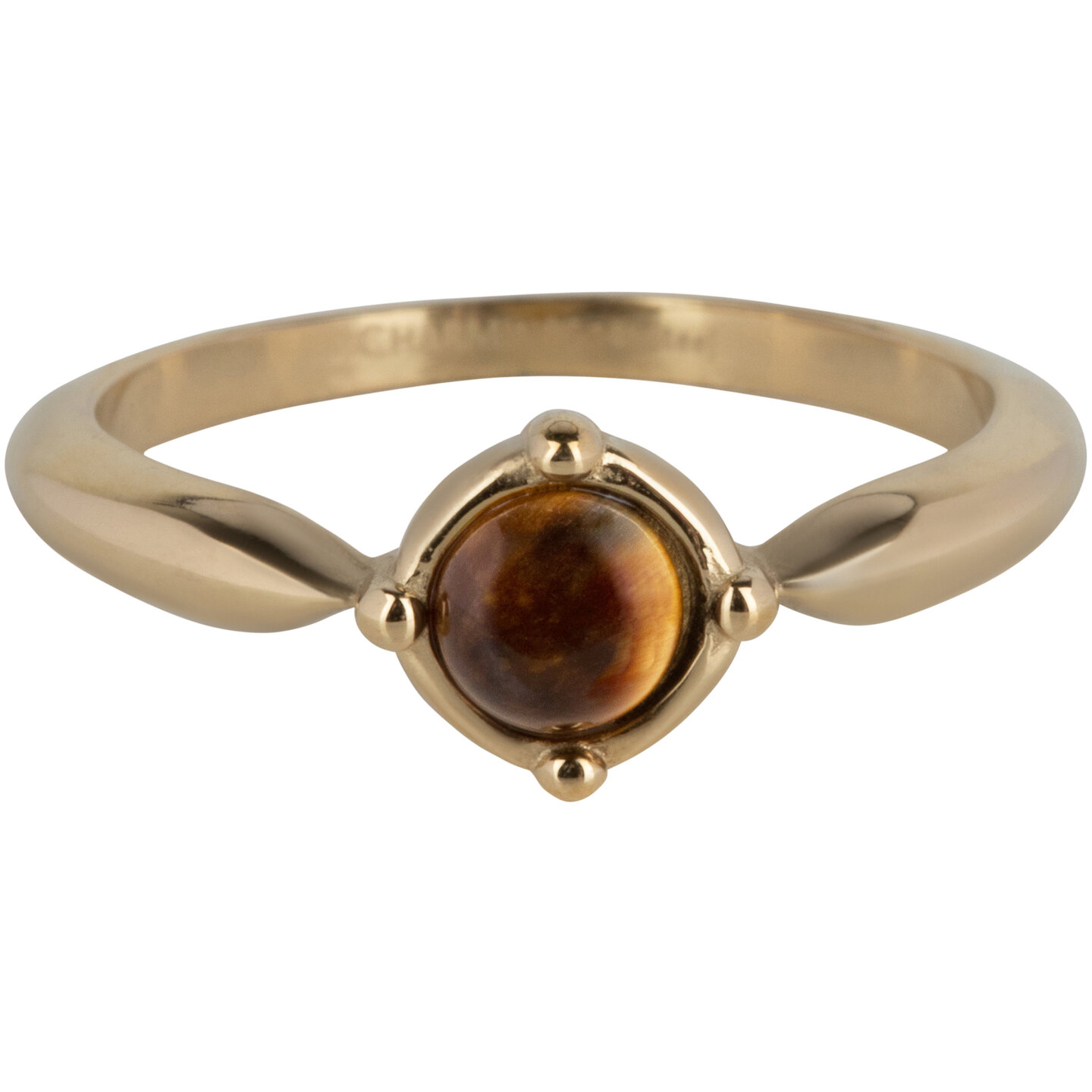 Charmin&rsquo;s Ronde Elegante Tijgeroog Ring Staal R1171