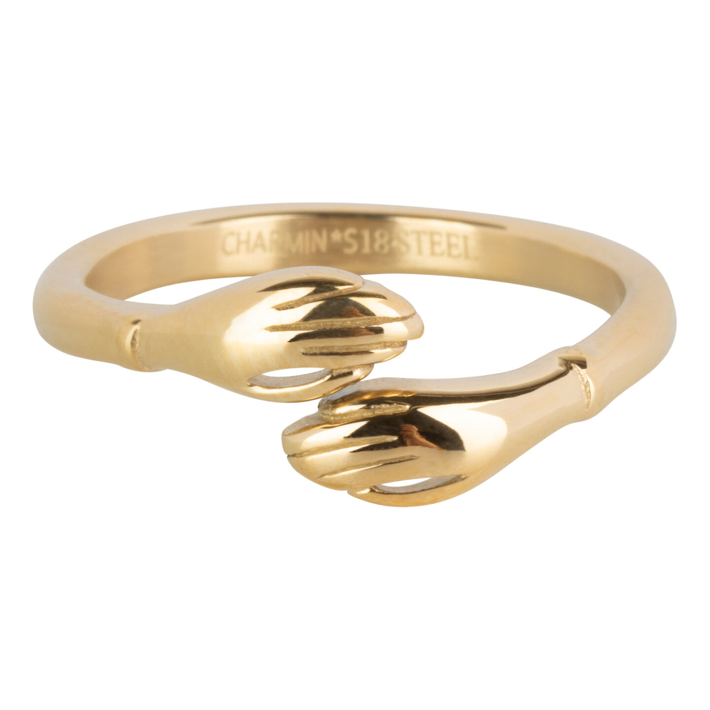Charmin's Goudkleurige Vriendschap Knuffel Ring Staal R1399